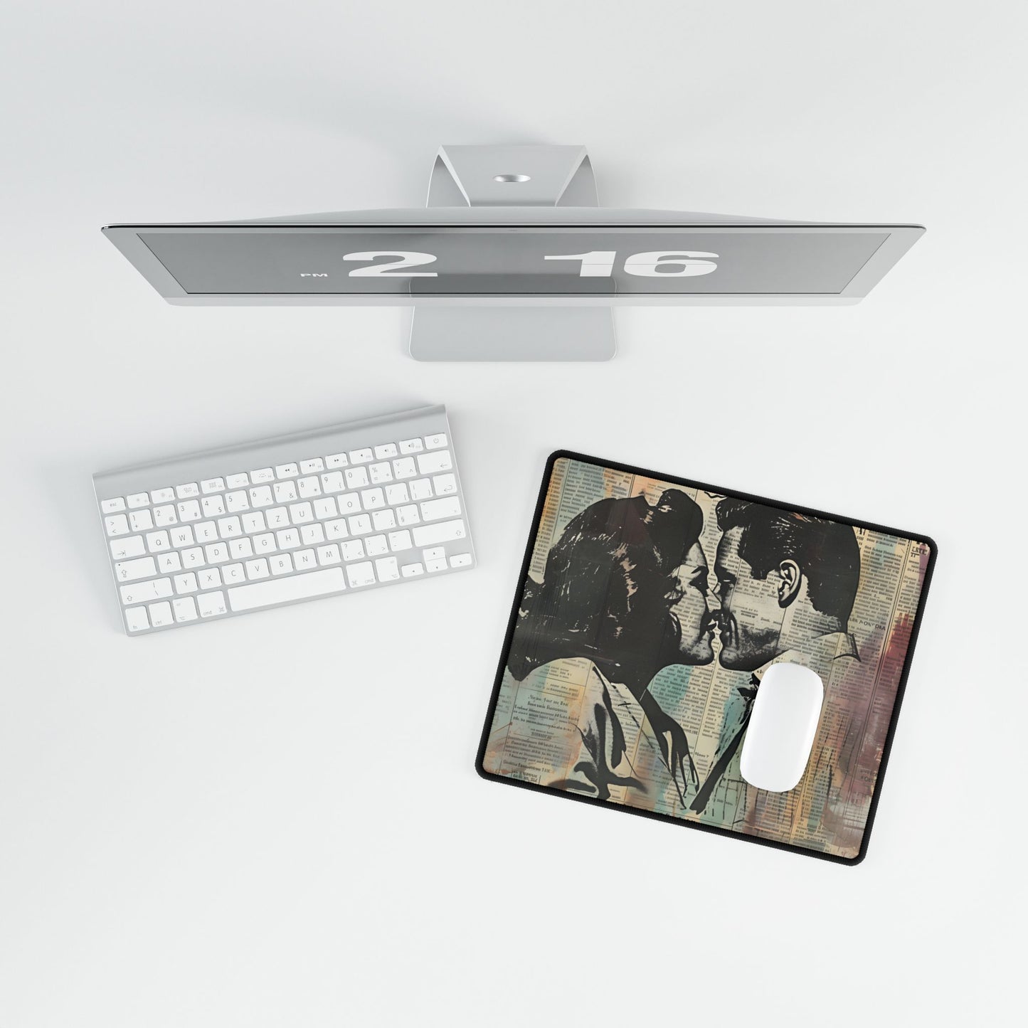 Vintage Romance: Couples in Love - Newsprint Art - Desk Mat