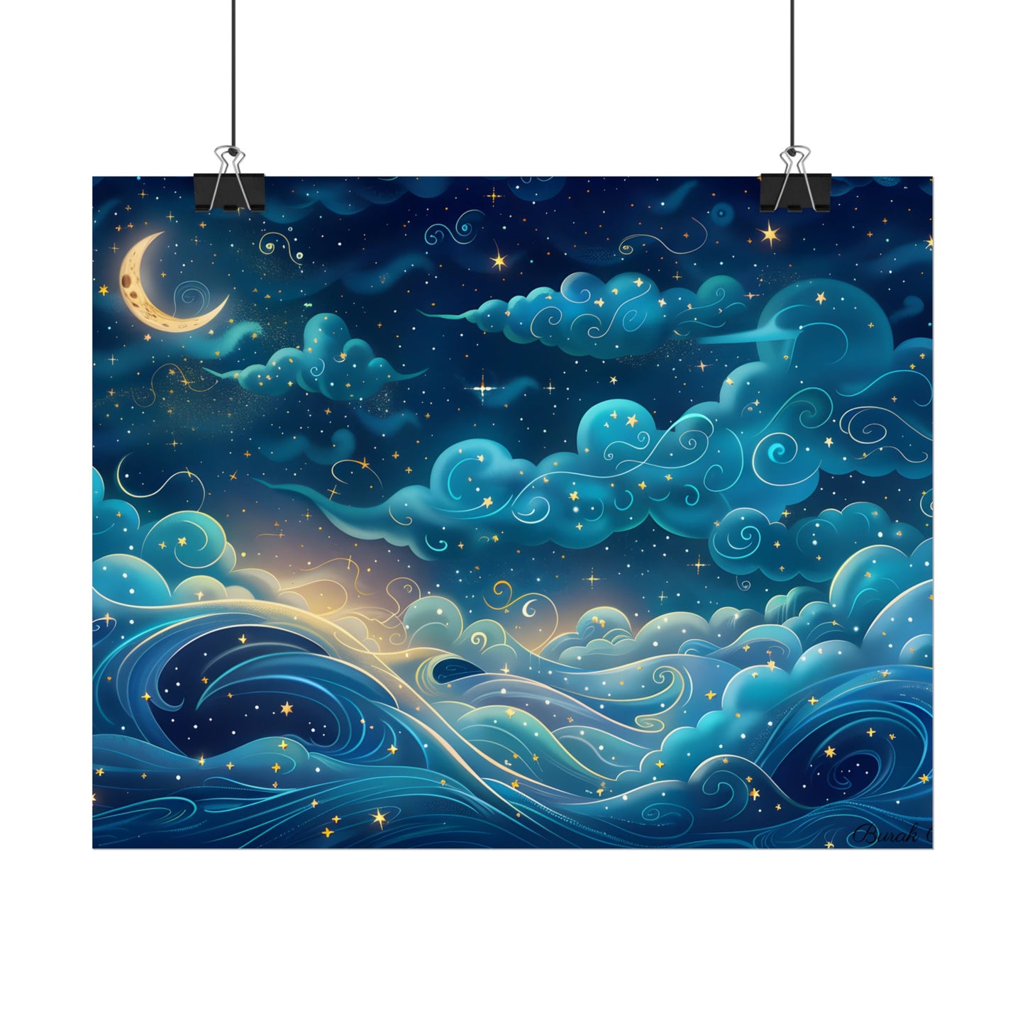 Twinkling Stellar Night Sky: Whimsical Dreamy Artwork - Poster