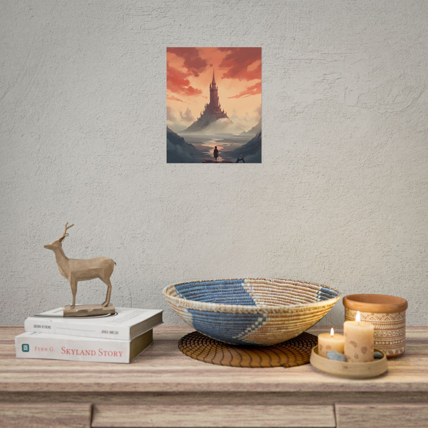 Winter Wonderland: Vibrant Snow-covered Scene with Cozy Red House - Poster