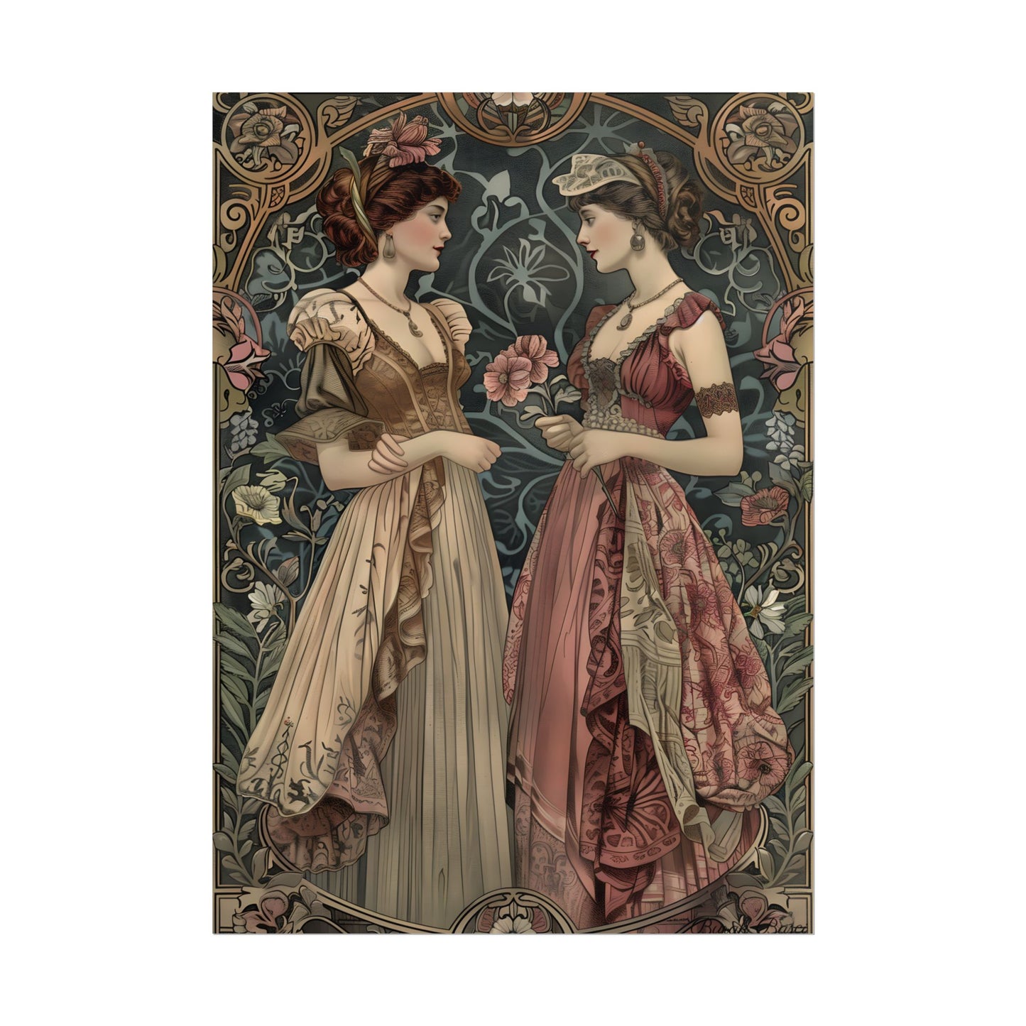 Women in Ornate Attire: Formal Primrose Ceremony - Poster