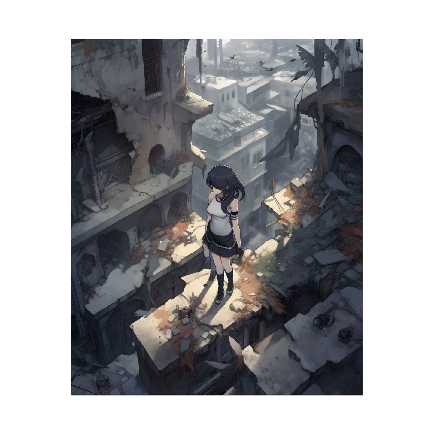 Anime Bird in Flight: Delicate Details in Mid-Air - Poster
