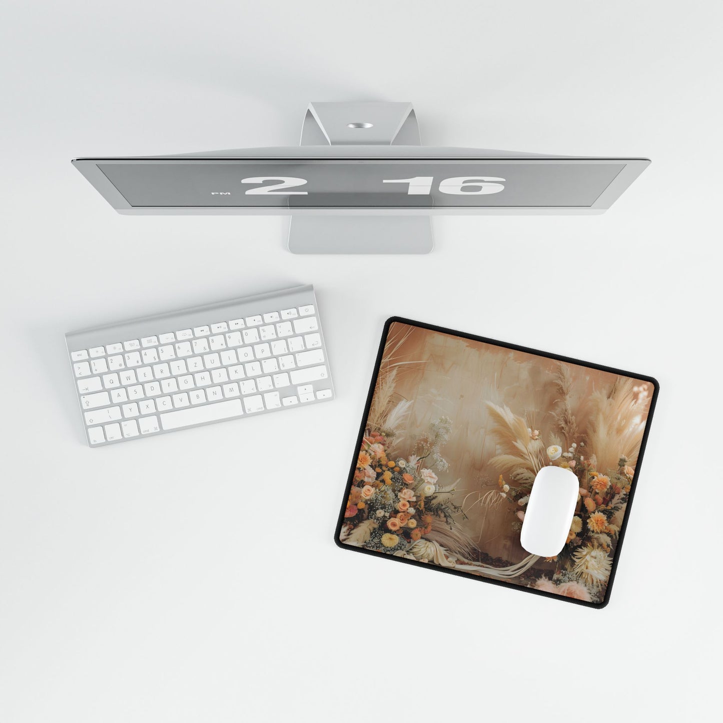 Whimsical Floral Pampas Find: Explore Calming Artwork - Desk Mat
