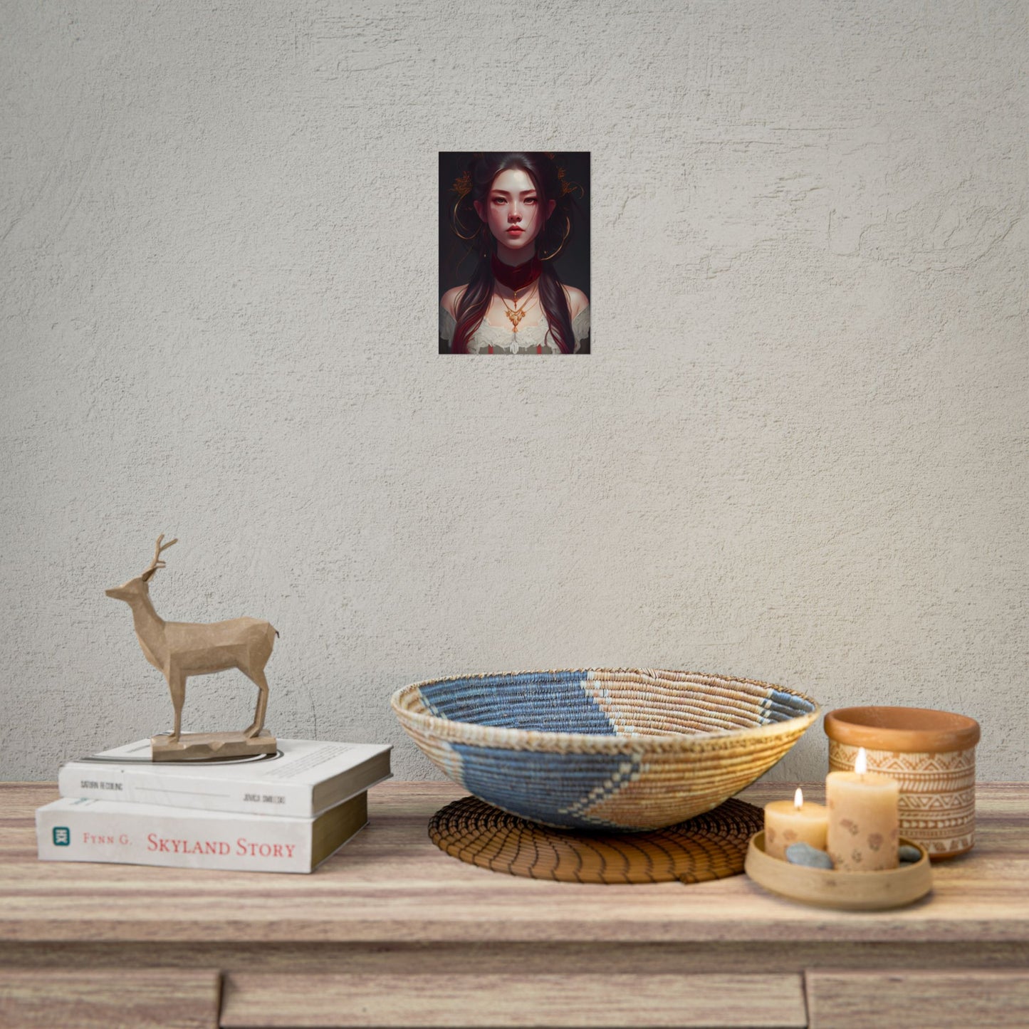 Intense Female Portrait: Brown Hair Beauty - Poster