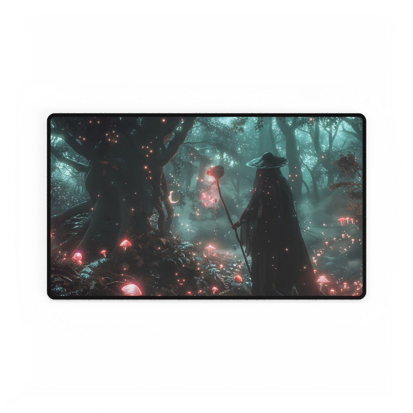Whispers of Magic in Enchanted Woods: A Mysterious Encounter with the Witch - Desk Mat