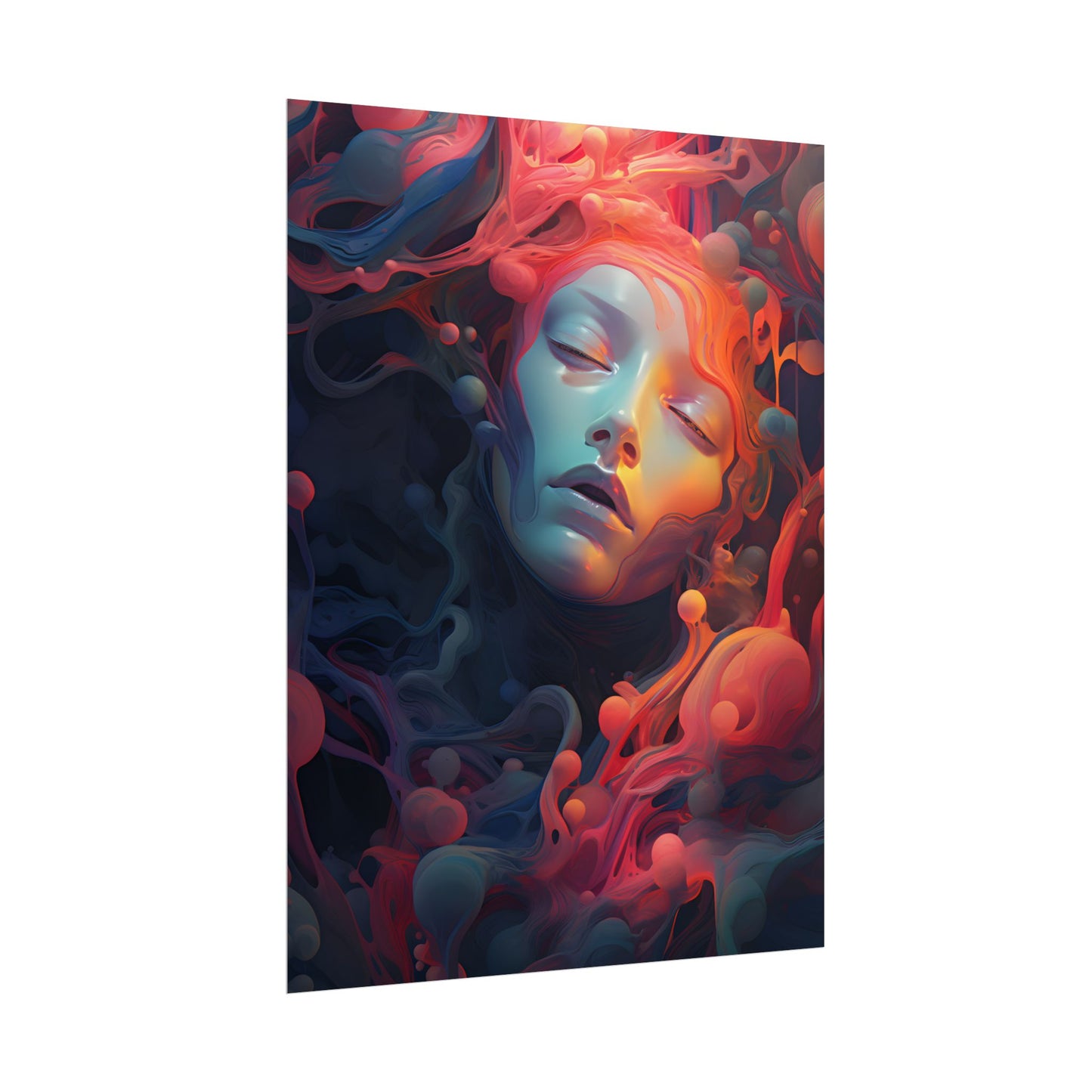 Abstract Cyber Dreamscape: Digital Artwork - Poster