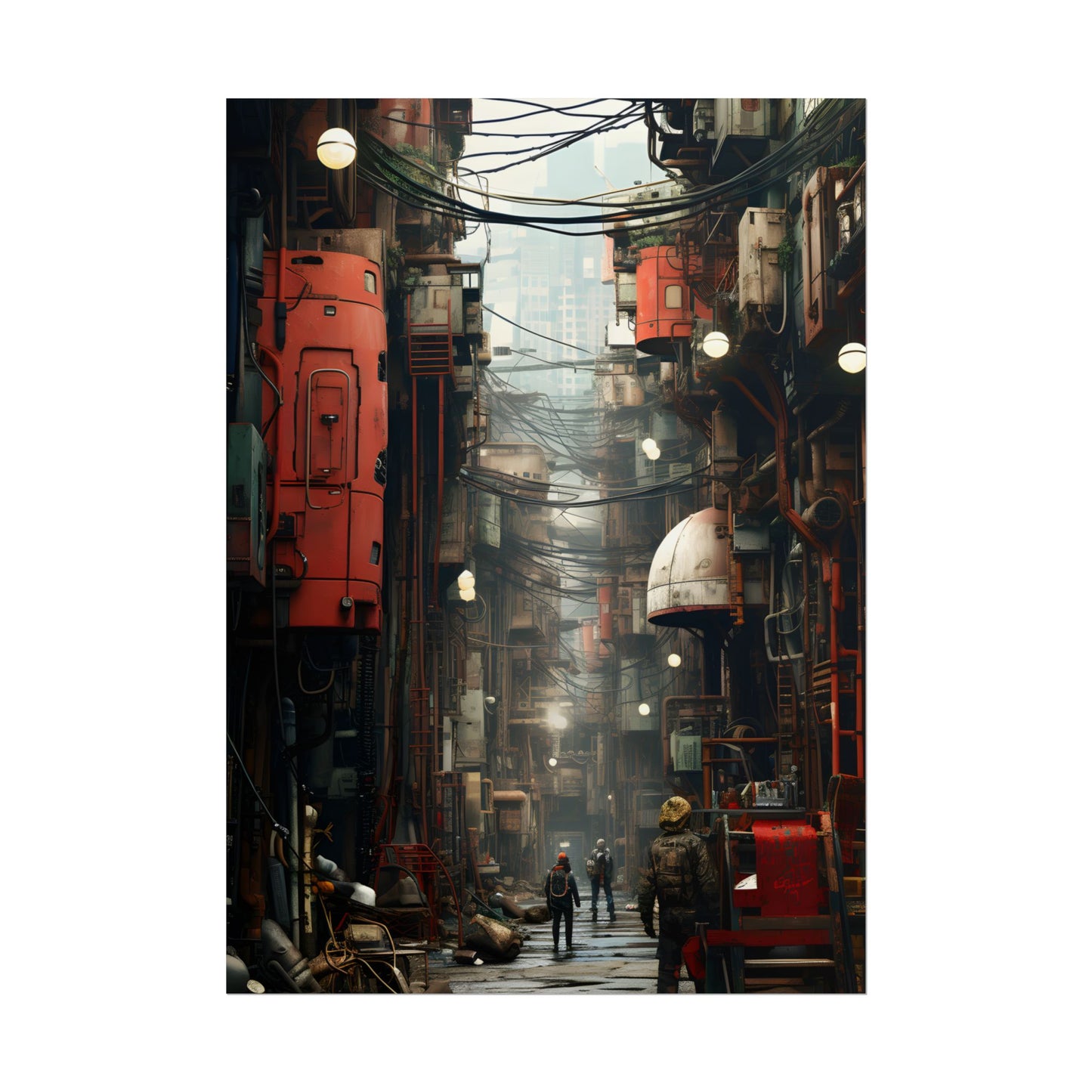 A New Era Unfolds: Post-Apocalyptic Steampunk Cityscape - Poster
