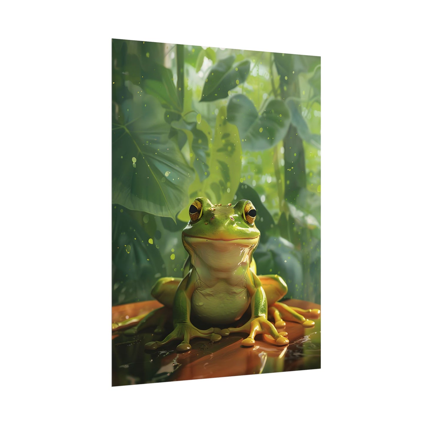 Whimsical Frog Oasis: A Peaceful Lily Pad Scene - Poster