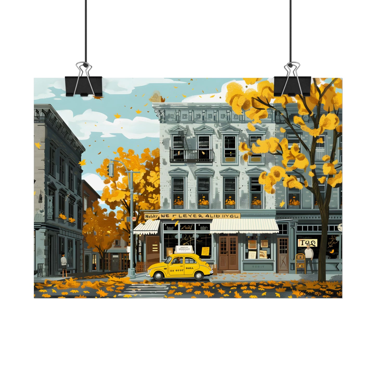 Whimsical Yellow Building: Ornate Illustration Artwork - Poster