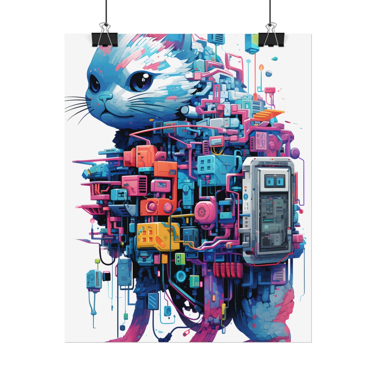 Whimsical Pixelated Cyber Pet: Retro-Style Digital Art - Poster