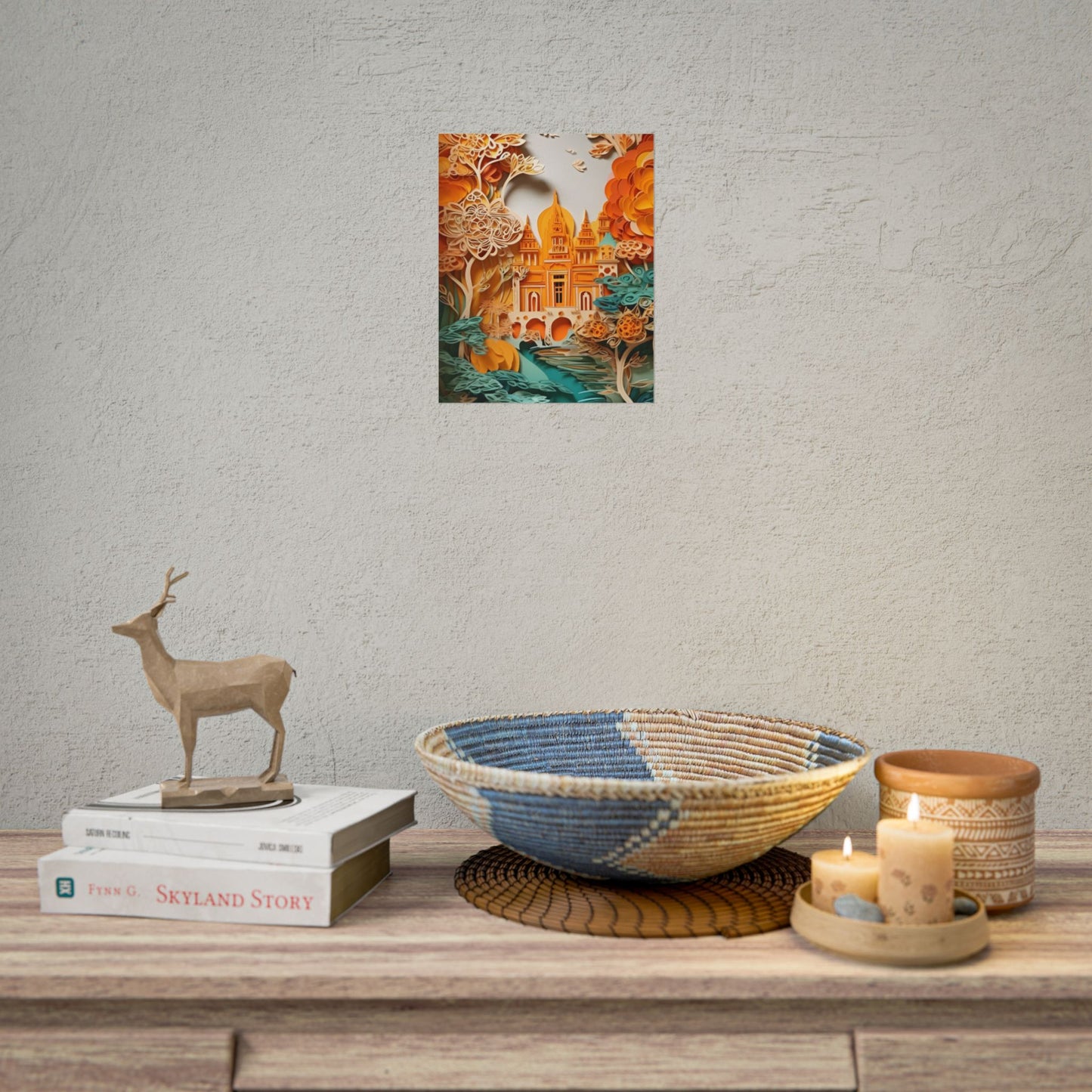 Colorful Indian Paper Quilling Art: Beautiful Landscape - Poster