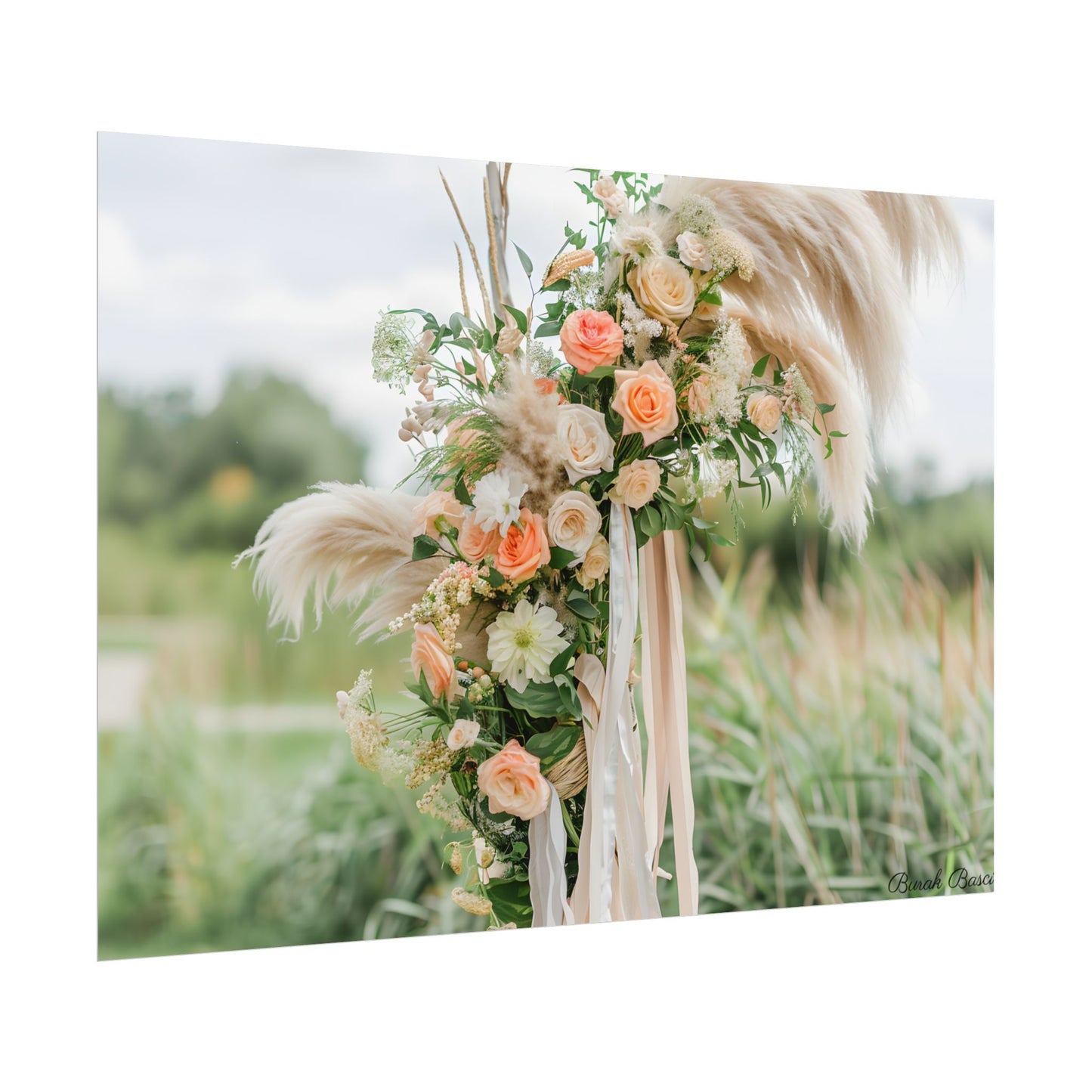 Whimsical Floral Wonders: Vibrant Pampas Garden Art - Poster