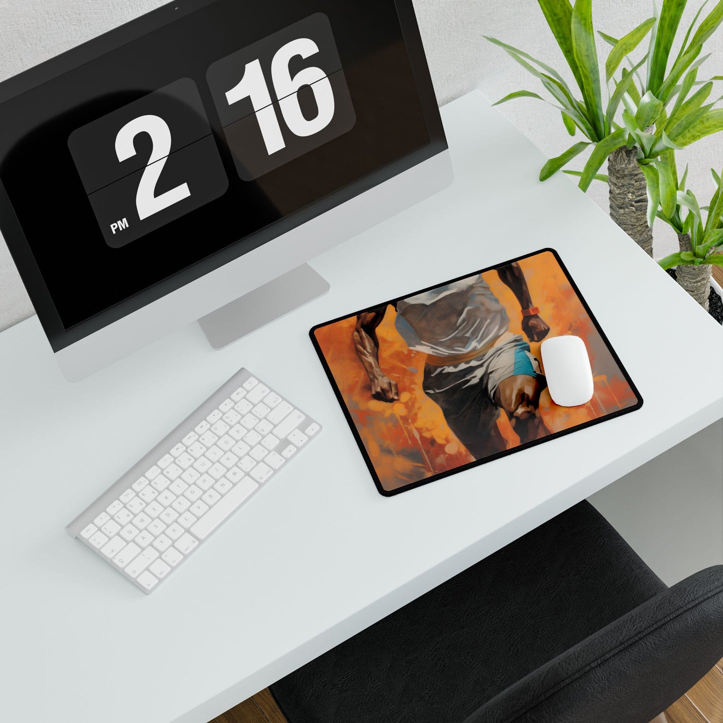 Dynamic Athlete: Passionate Portrait in Motion - Desk Mat
