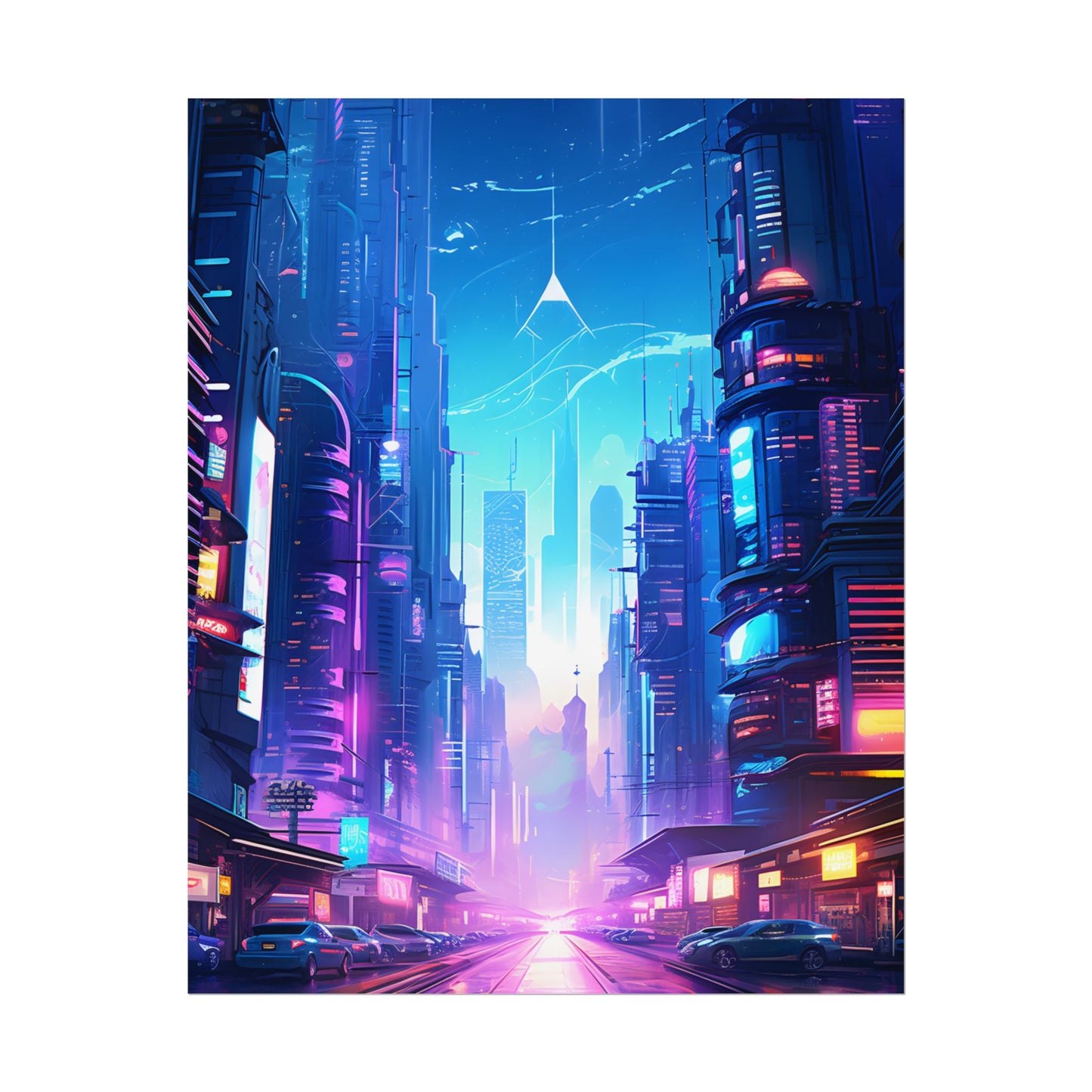 Futuristic Cityscape: Cyberpunk Dystopia Digital Artwork - Poster