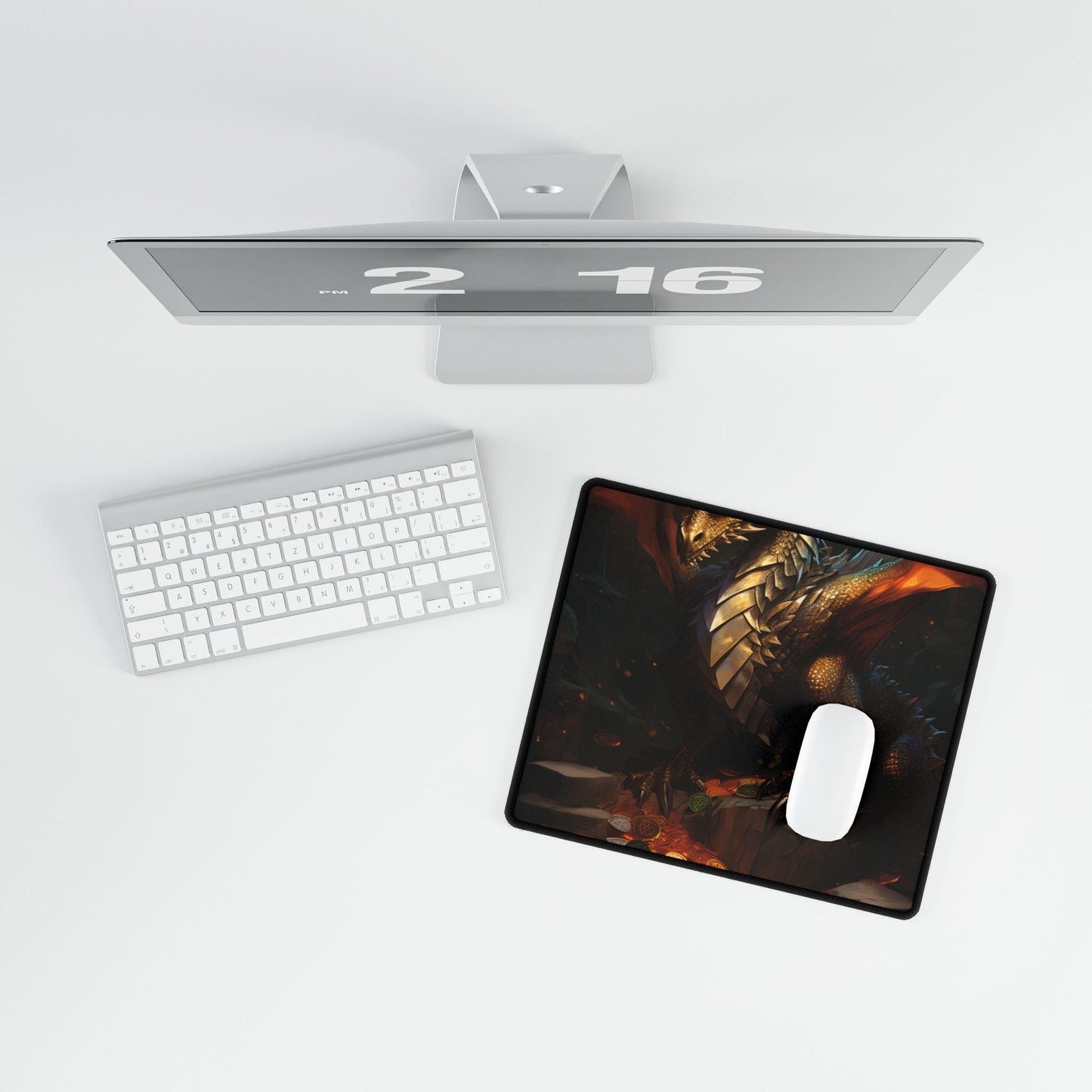 Ancient Fantasy Dragon Guard: Majestic Creature Art - Desk Mat