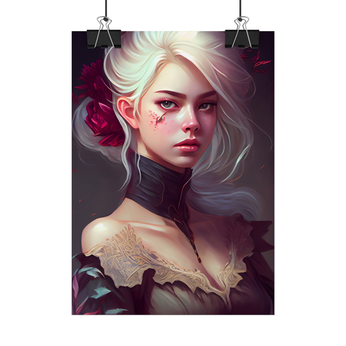 Blonde Beauty in Nature: Realistic Portrait Art - Poster