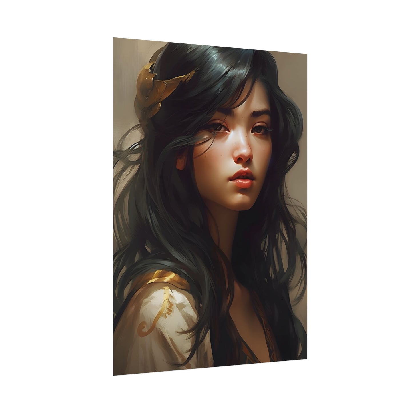 Astonishing Black Haired Portrait: Digital Artwork - Poster