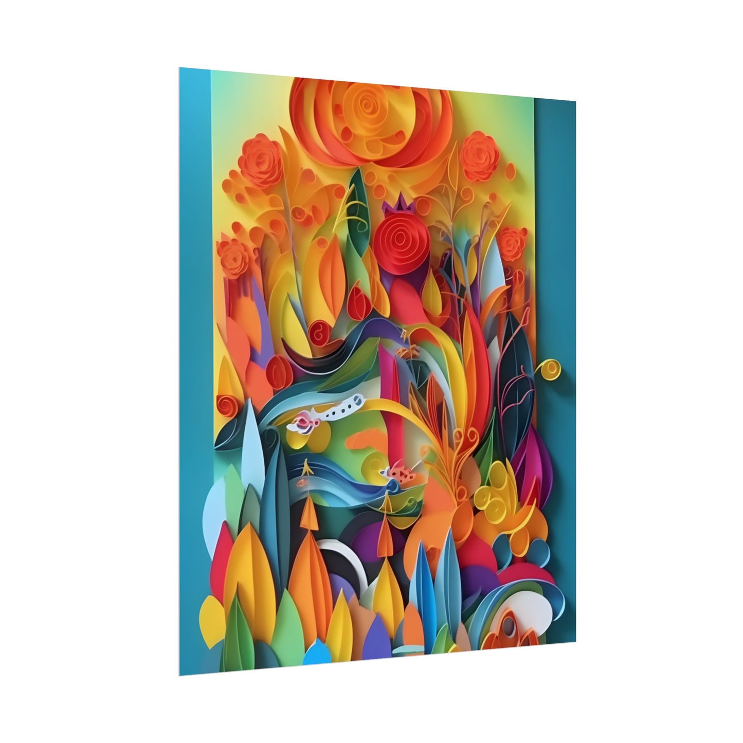Colorful Quilled Indian Landscape Artwork - Poster