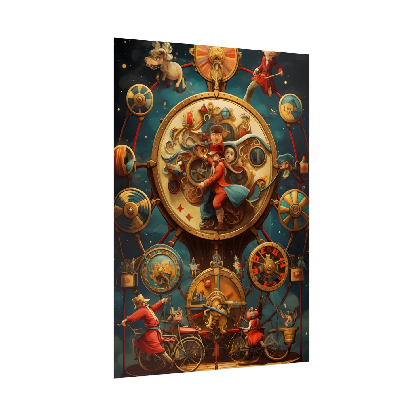 Whimsical Clockwork Circus: Fantastical Mechanical Art - Poster