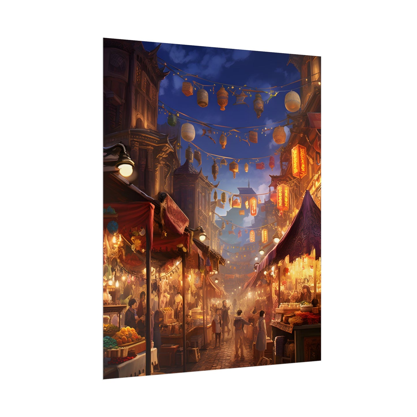 Enchanting Evening Street Food Market: A Vibrant Gathering - Poster