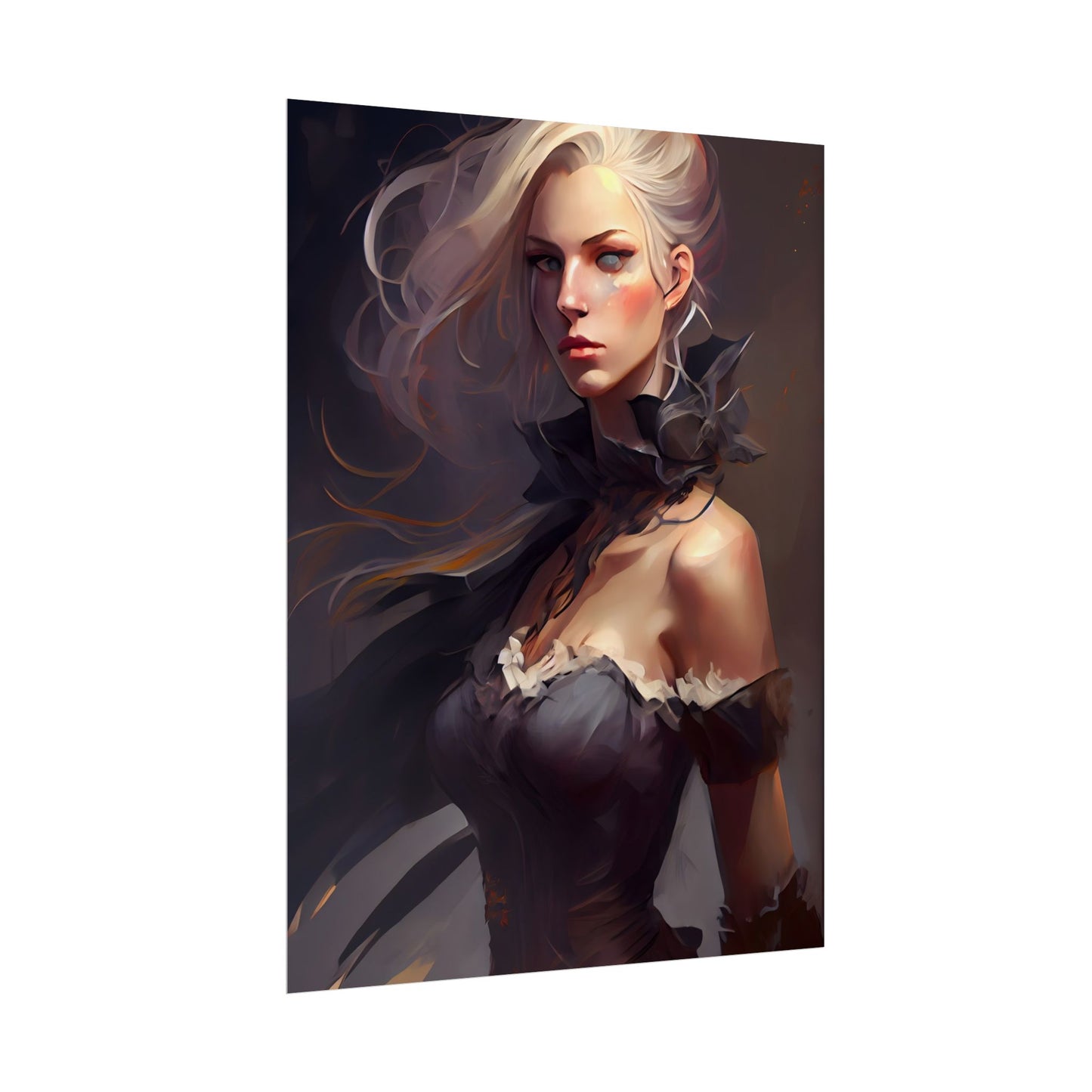 Elegant Blonde Beauty: Whirling Portrait Art - Poster