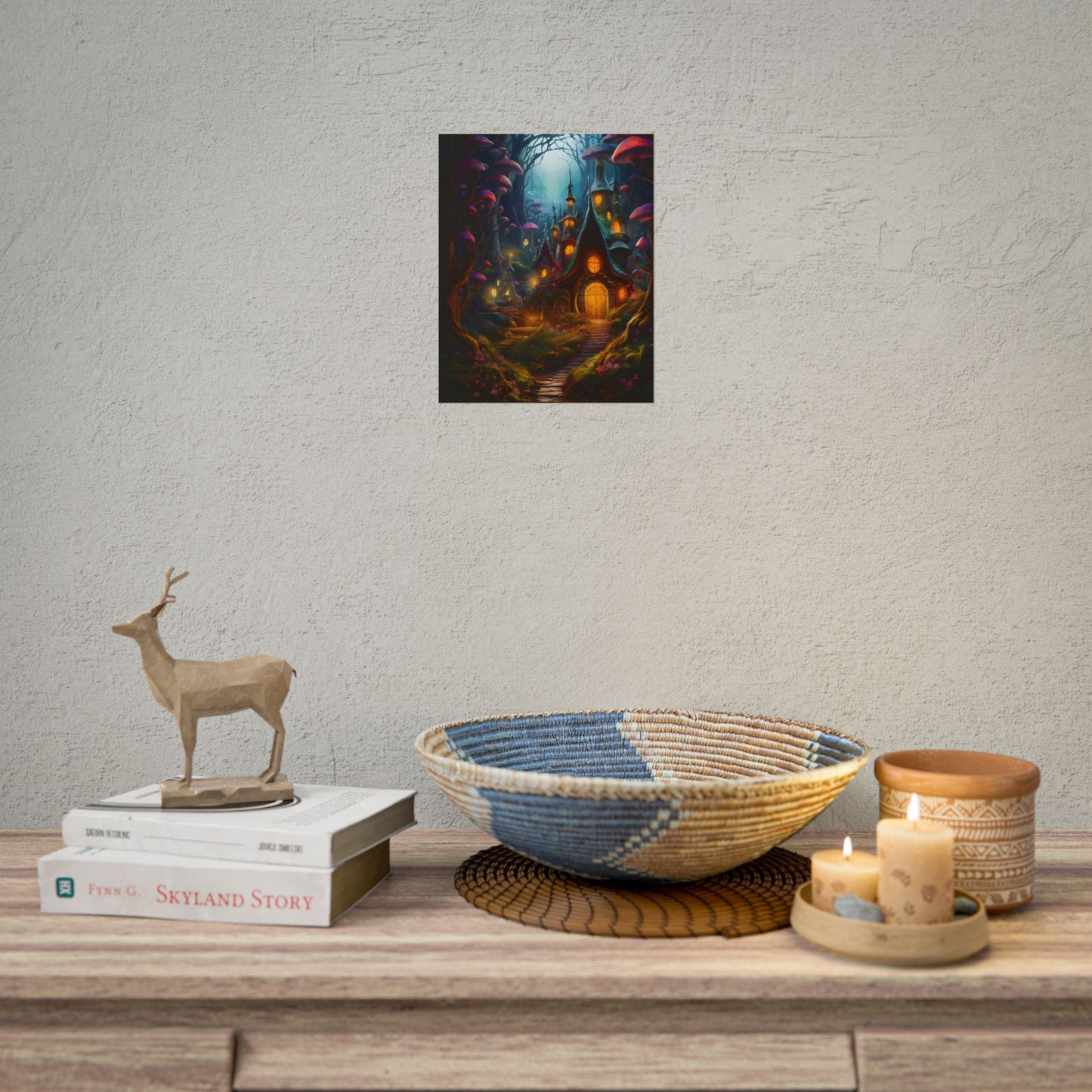 Enchanted Forest Boy: Whimsical Fairy Tale Scene - Poster
