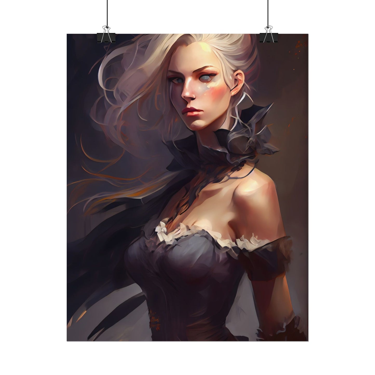 Elegant Blonde Beauty: Whirling Portrait Art - Poster