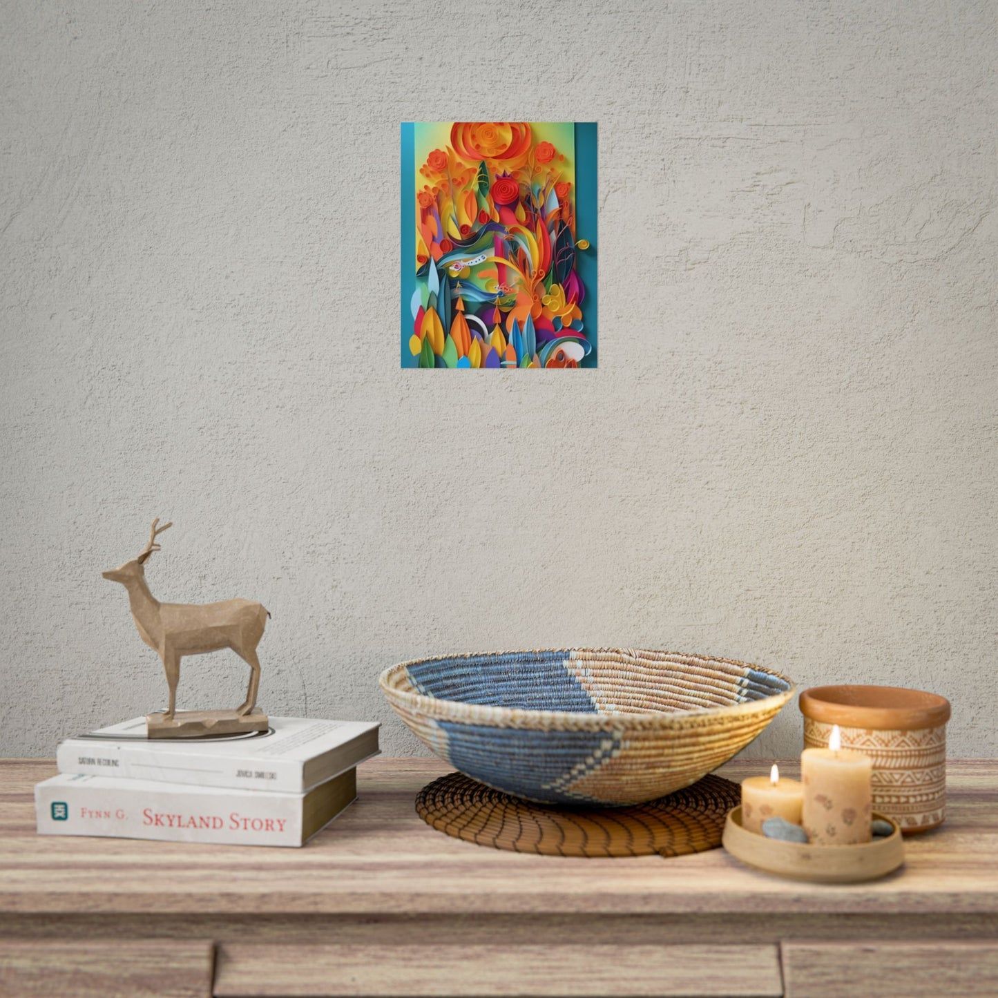 Colorful Quilled Indian Landscape Artwork - Poster