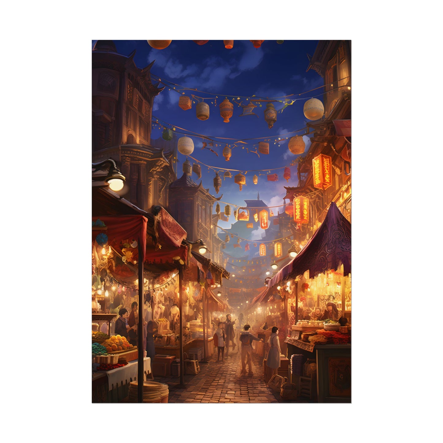 Enchanting Evening Street Food Market: A Vibrant Gathering - Poster