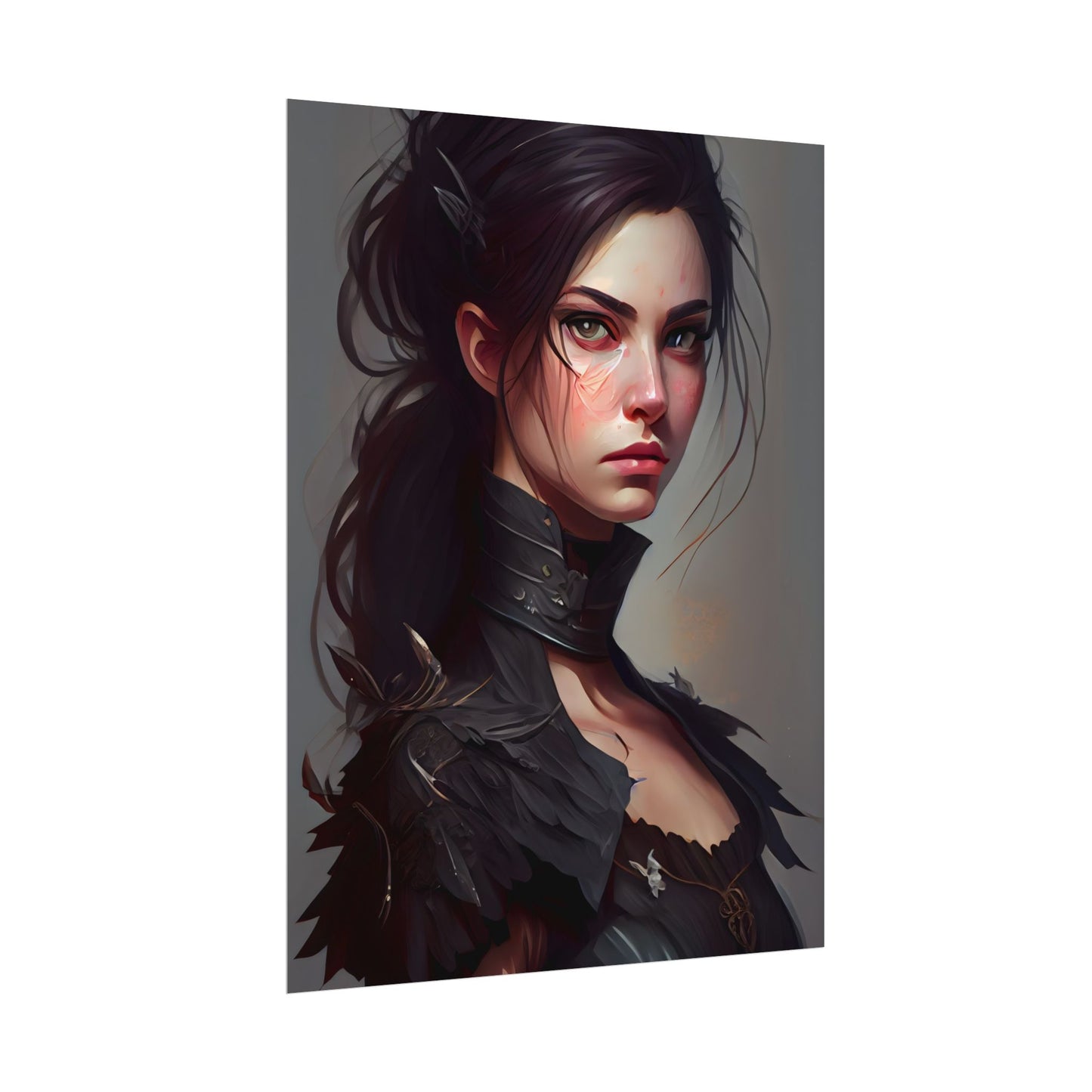 Artistic Female Portrait: Elegant Dress Digital Artwork - Poster