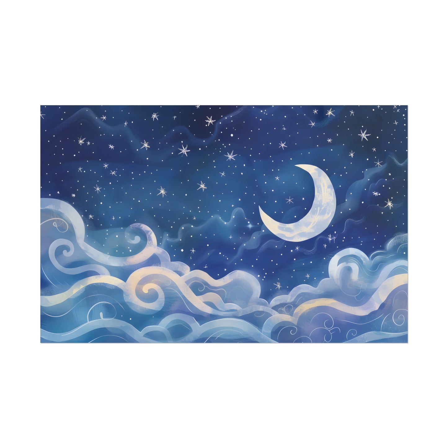Whimsical Night Sky Dreams: Magical Illustration - Poster