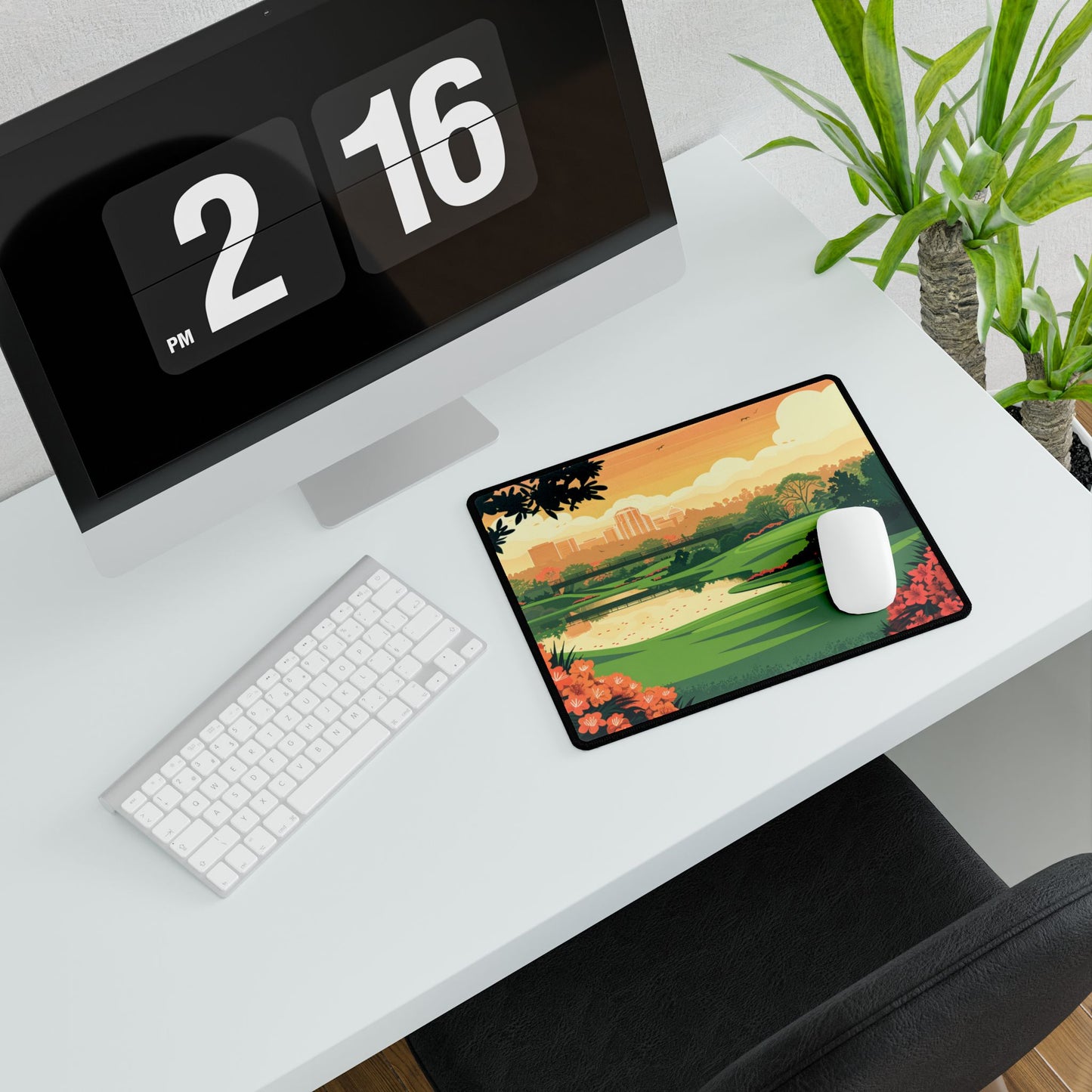 Retro Golf Illustration: Augusta National Georgia - Desk Mat
