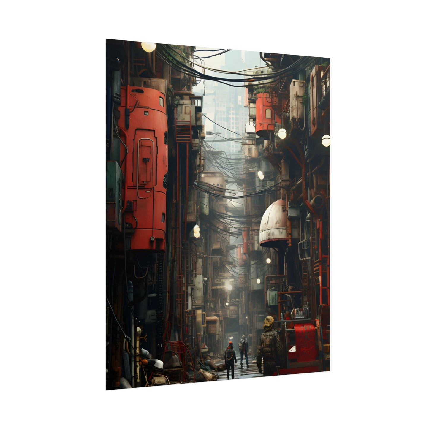 A New Era Unfolds: Post-Apocalyptic Steampunk Cityscape - Poster