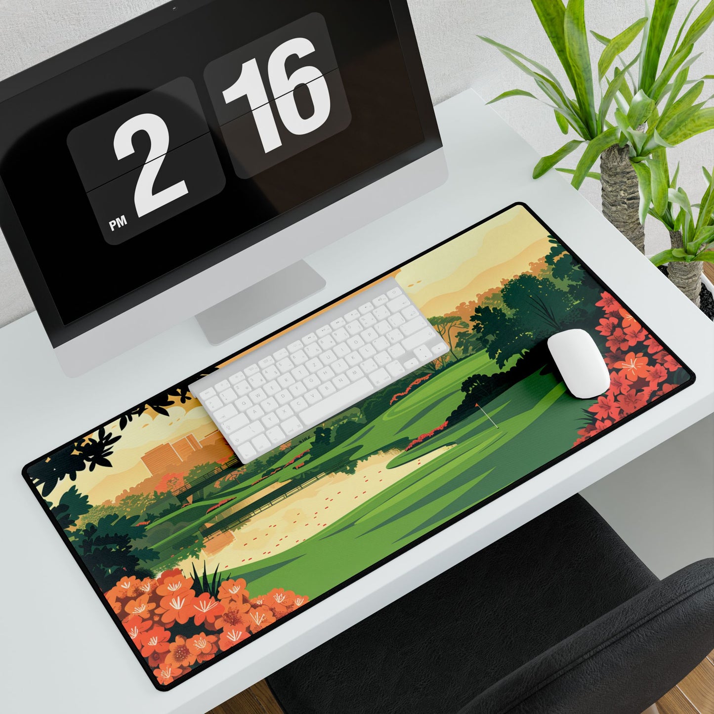 Retro Golf Illustration: Augusta National Georgia - Desk Mat