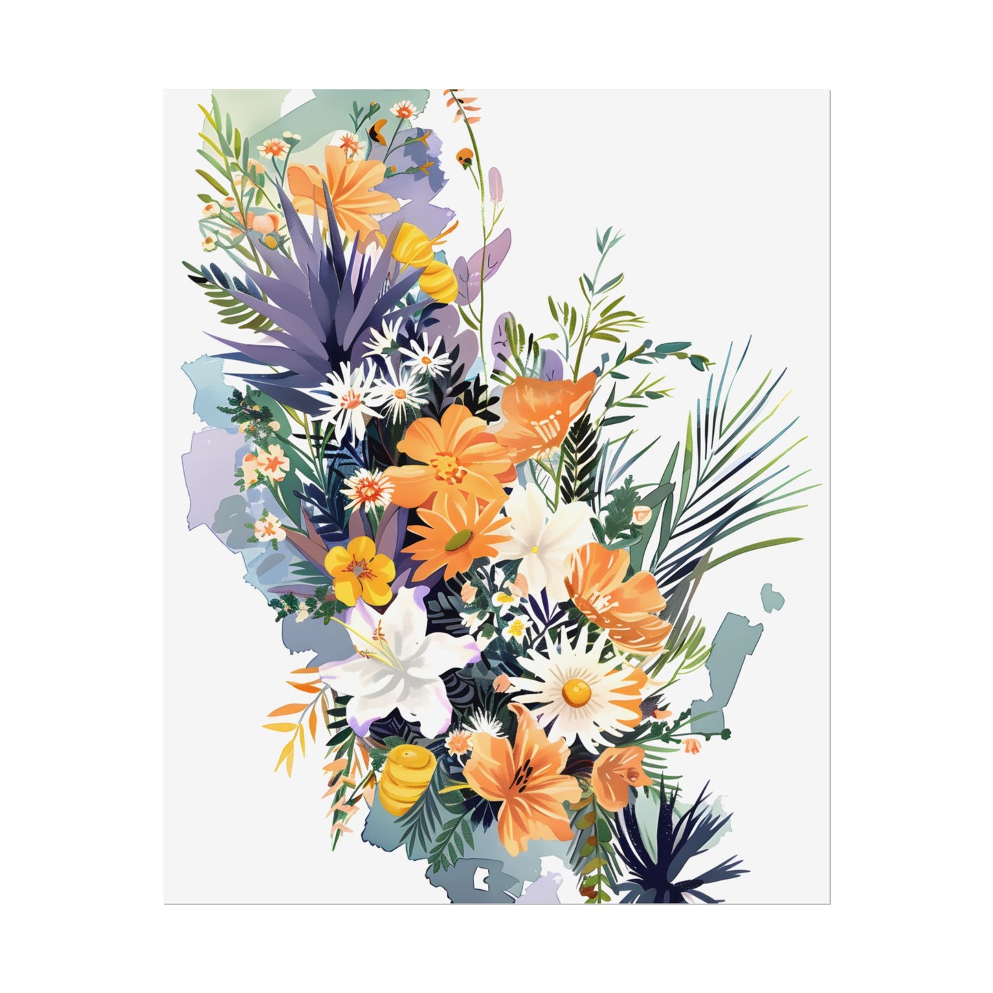 Whimsical Florida Map: Playful Art Illustration - Poster