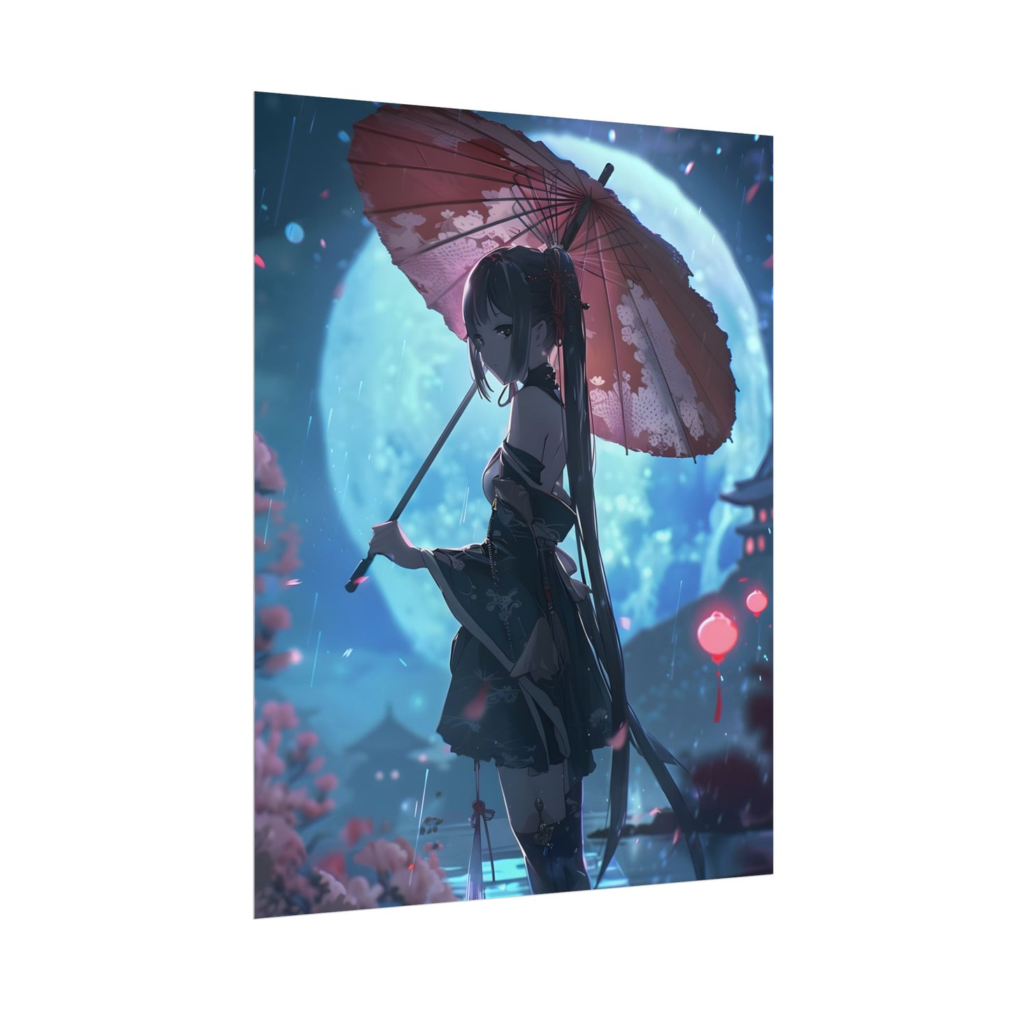 Anime Winter Girl: Gentle Snow Scene Art - Poster