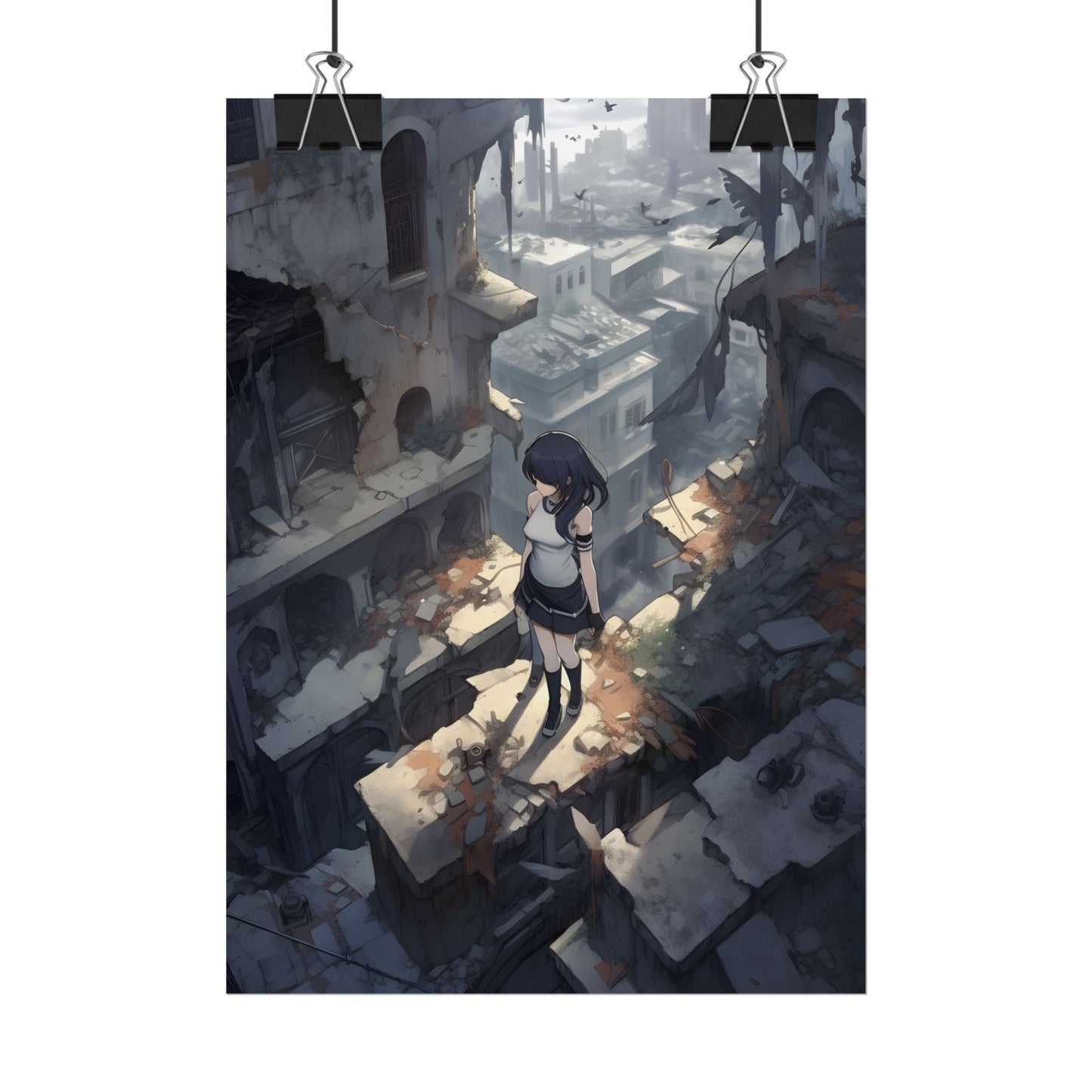 Anime Bird in Flight: Delicate Details in Mid-Air - Poster