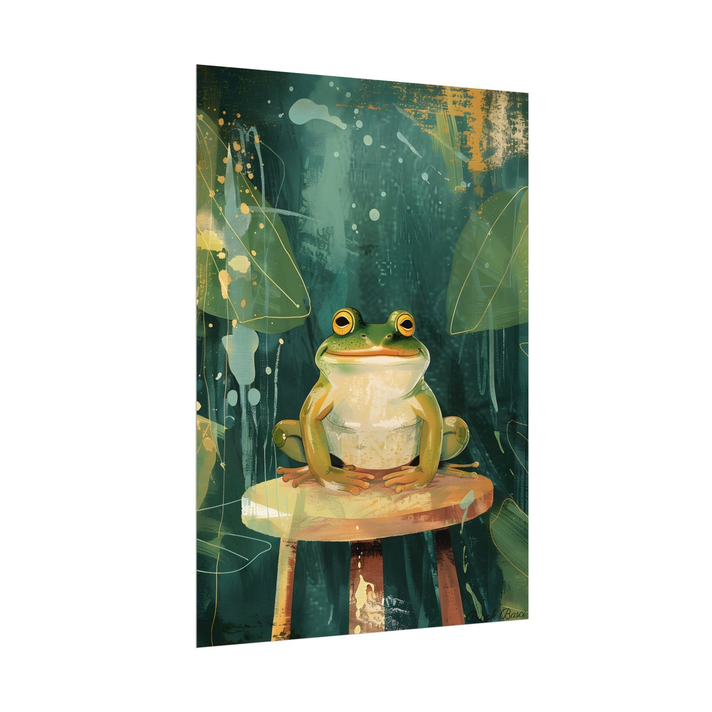 Whimsical Frog Cartoon: Colorful Ta Illustration - Poster