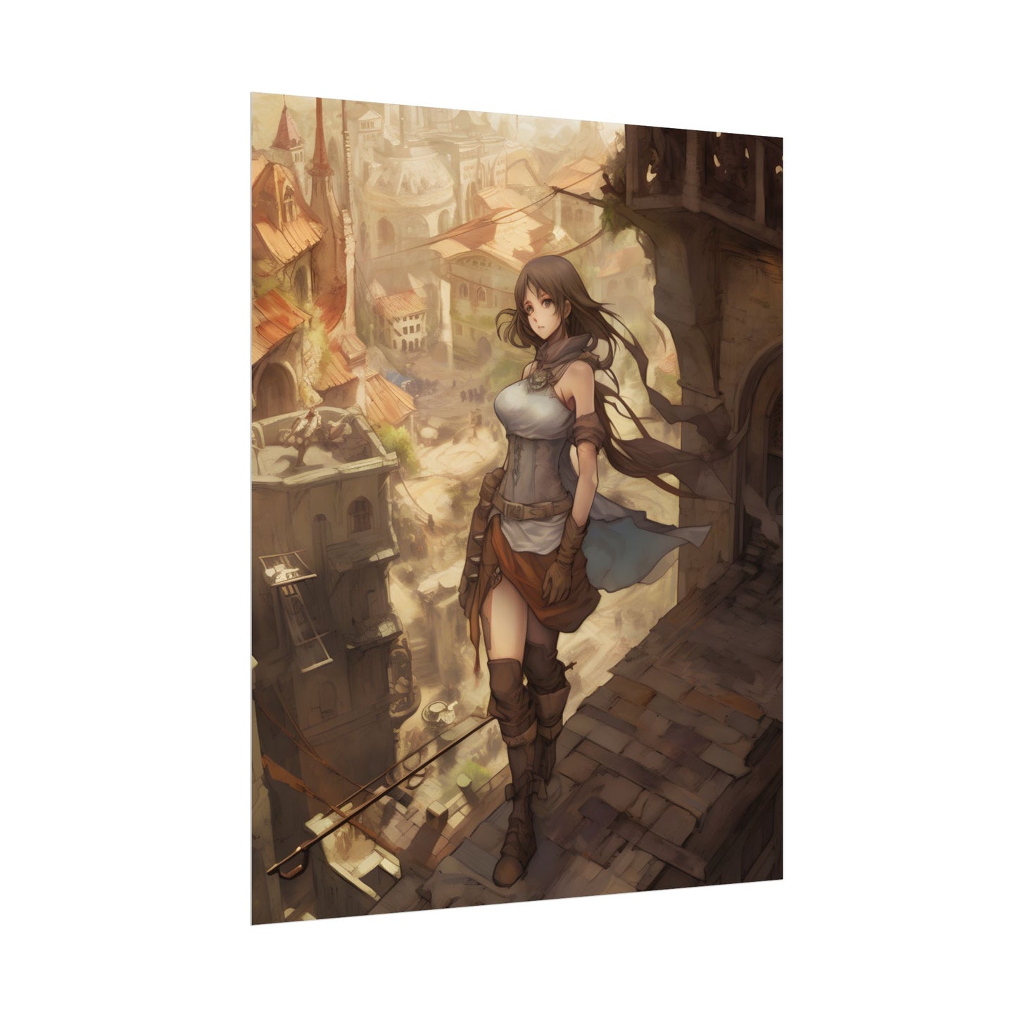 Anime Landscape Serenity: Peaceful Tree Scene Artwork - Poster