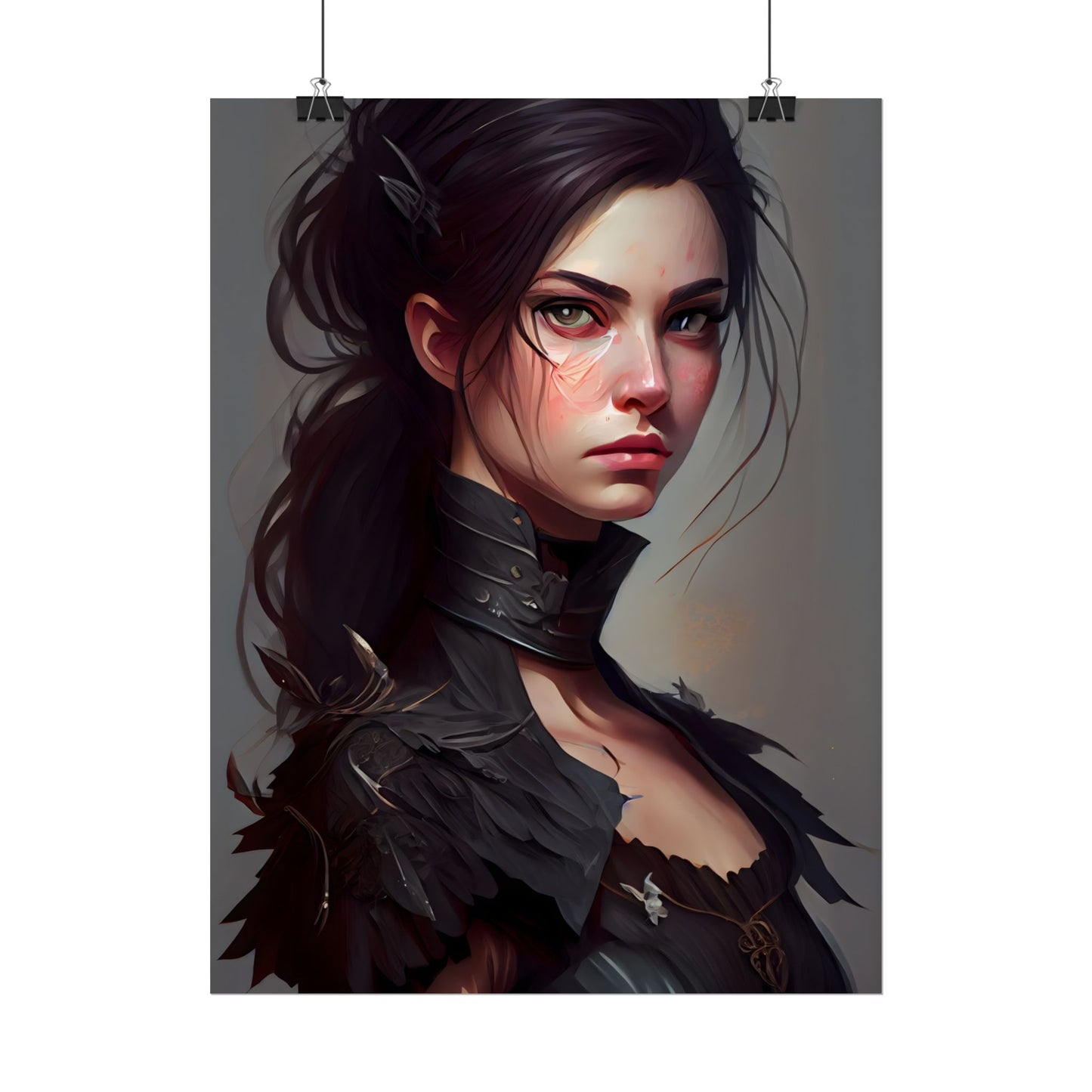 Artistic Female Portrait: Elegant Dress Digital Artwork - Poster