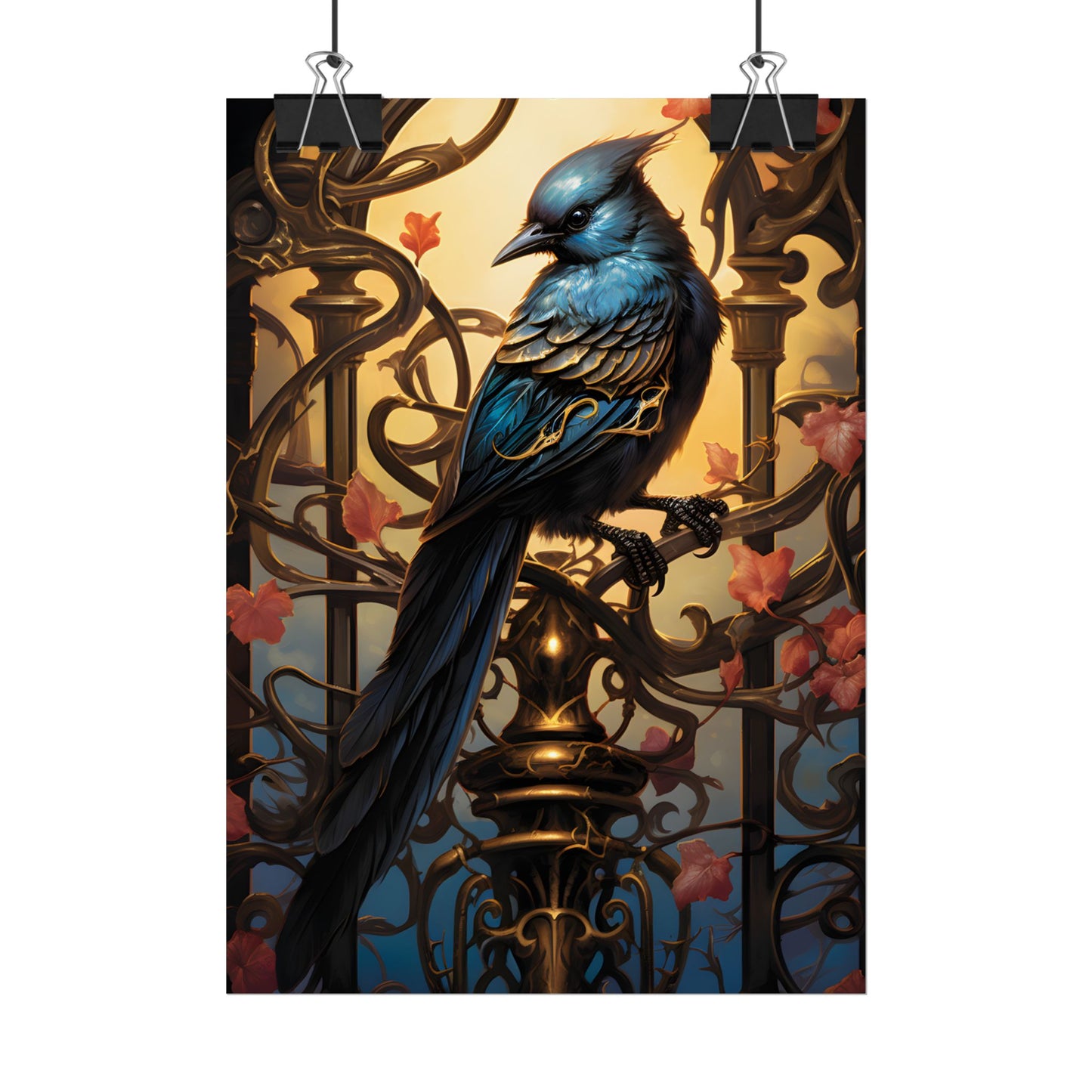 Songbird Guardian: Intense Portrait Digital Art - Poster