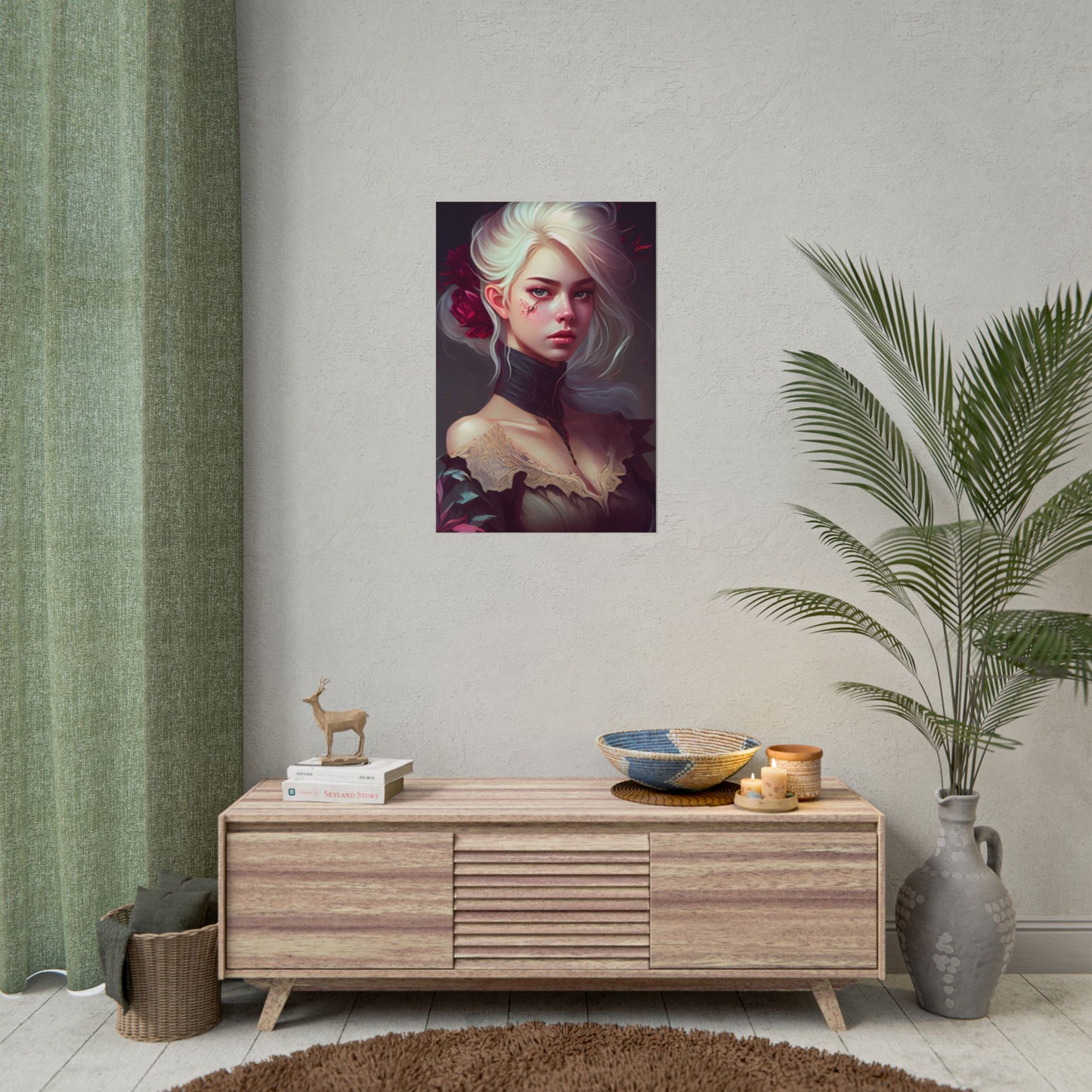 Blonde Beauty in Nature: Realistic Portrait Art - Poster