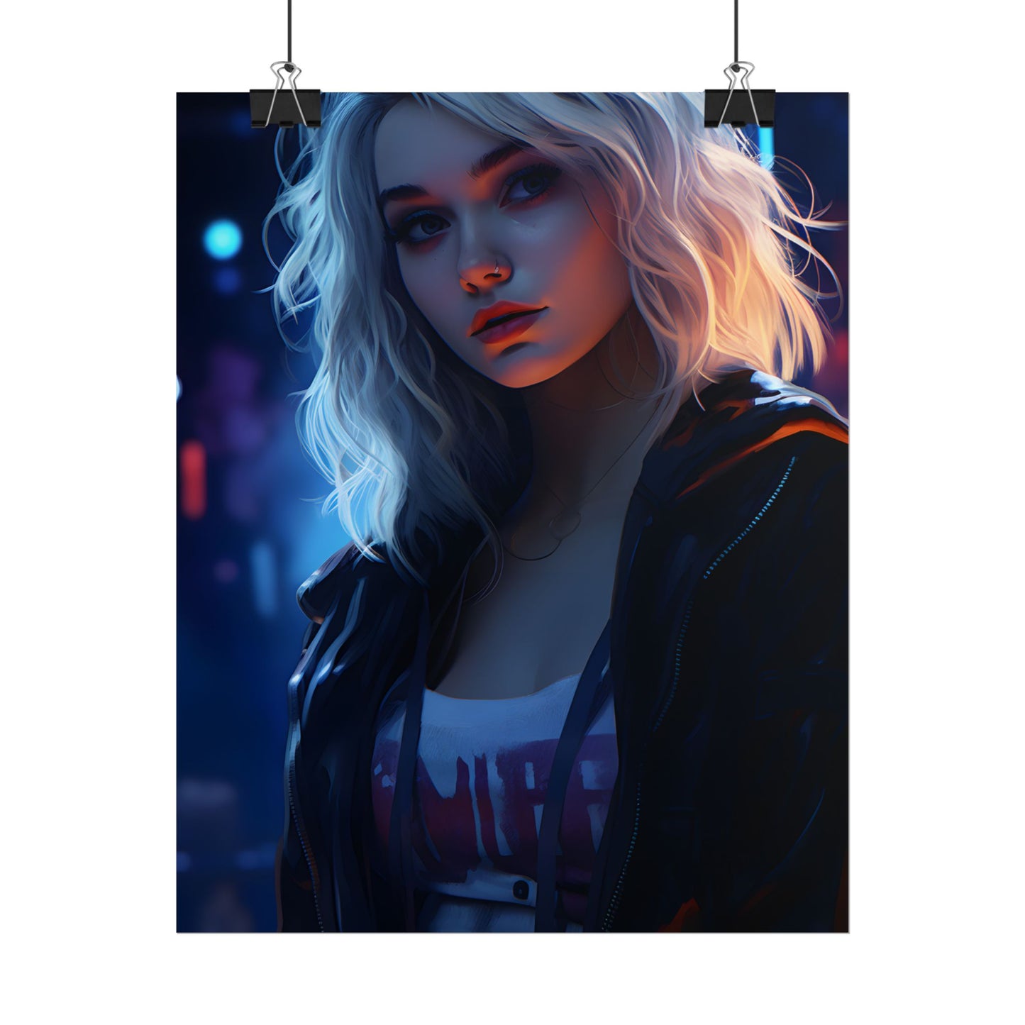 Blonde Portrait: A Teen's Cyberpunk Moment - Poster