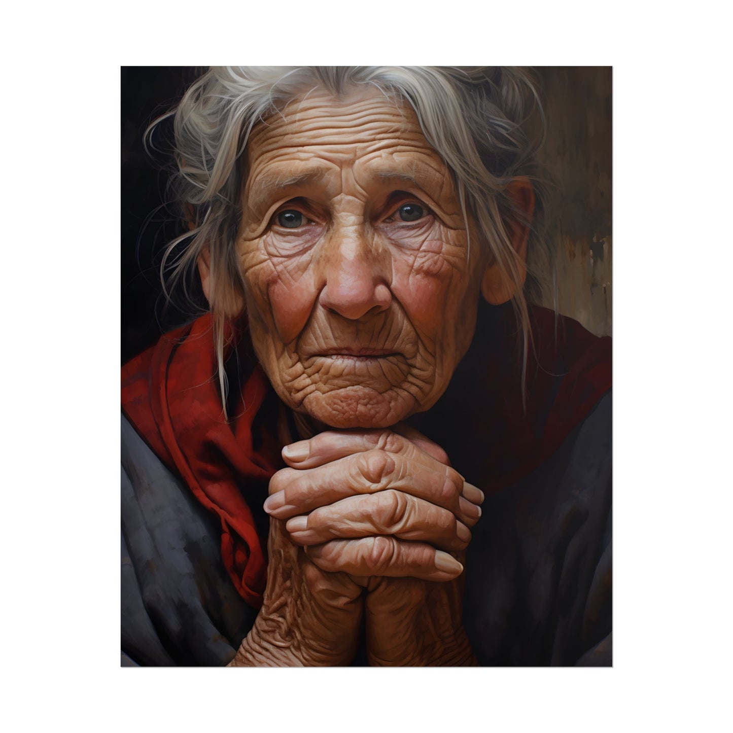 Wisdom in Age: Elderly Portrait Art - Poster