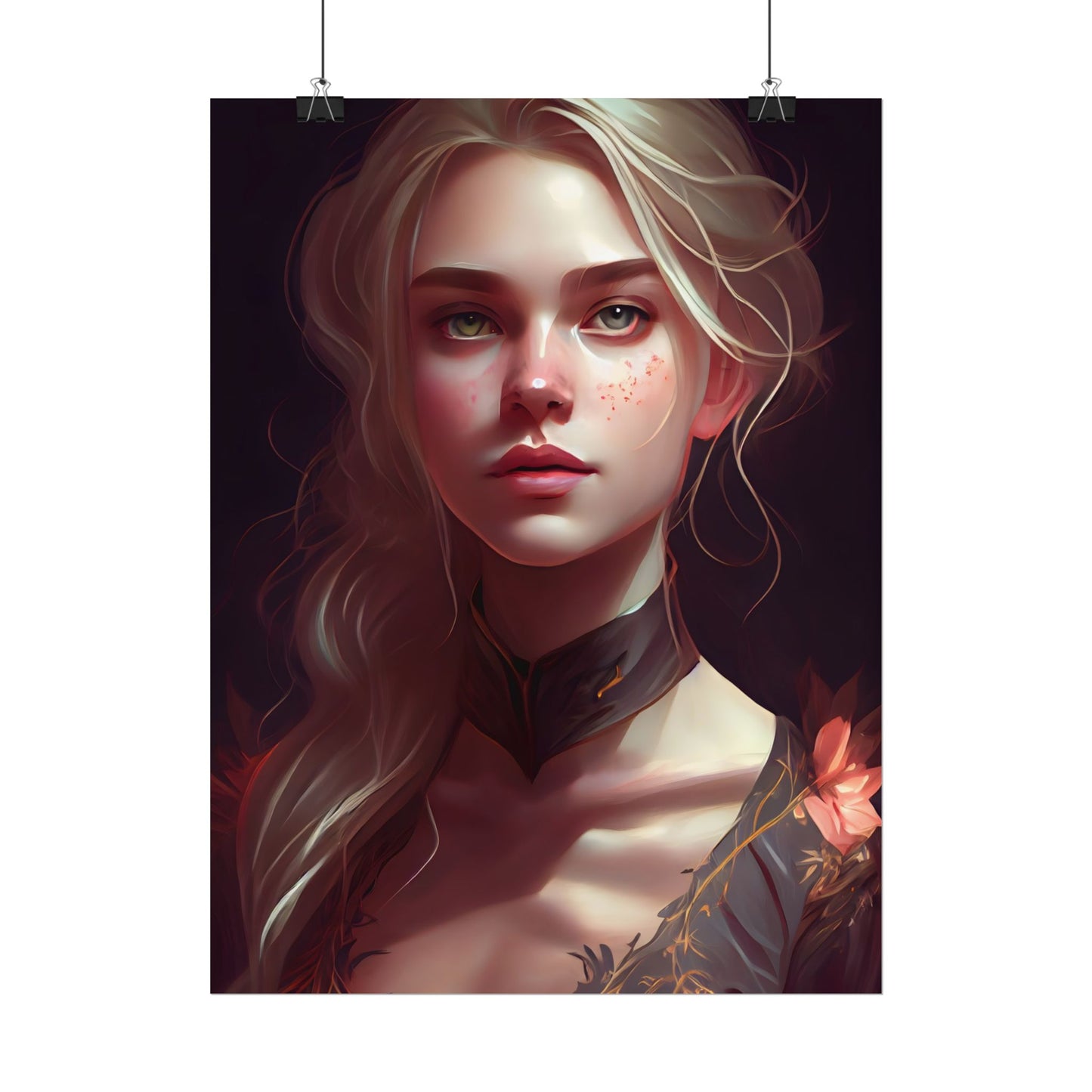 Astonishing Blonde Portrait: Artistic Beauty in Darkness - Poster