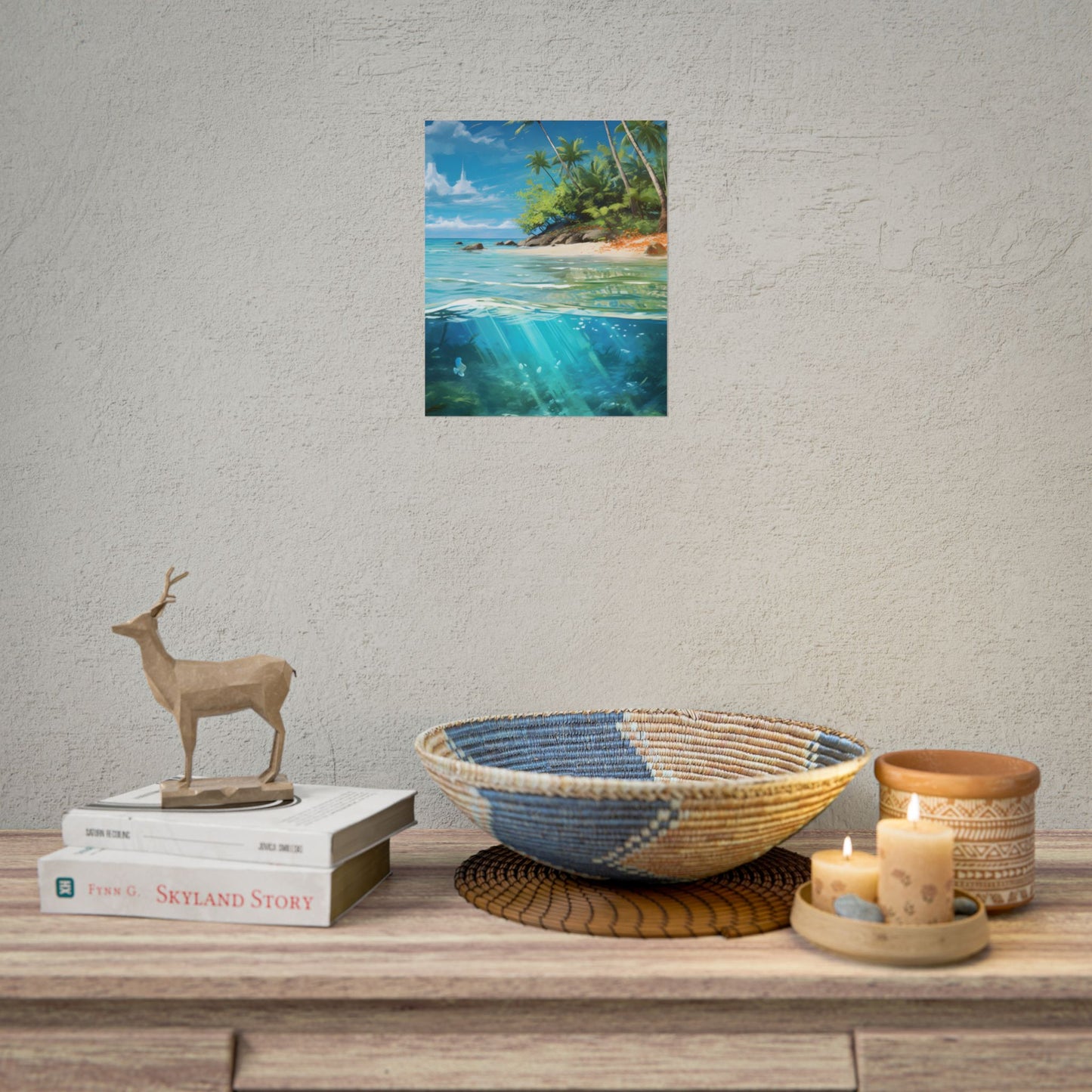 Tropical Island Paradise: Serene Hut and Beach Scene - Poster