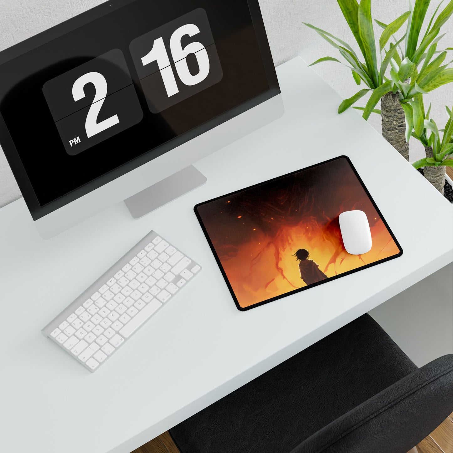 Cozy Kitchen Essentials: Wooden Cutting Board & Home Cooked Delights - Desk Mat