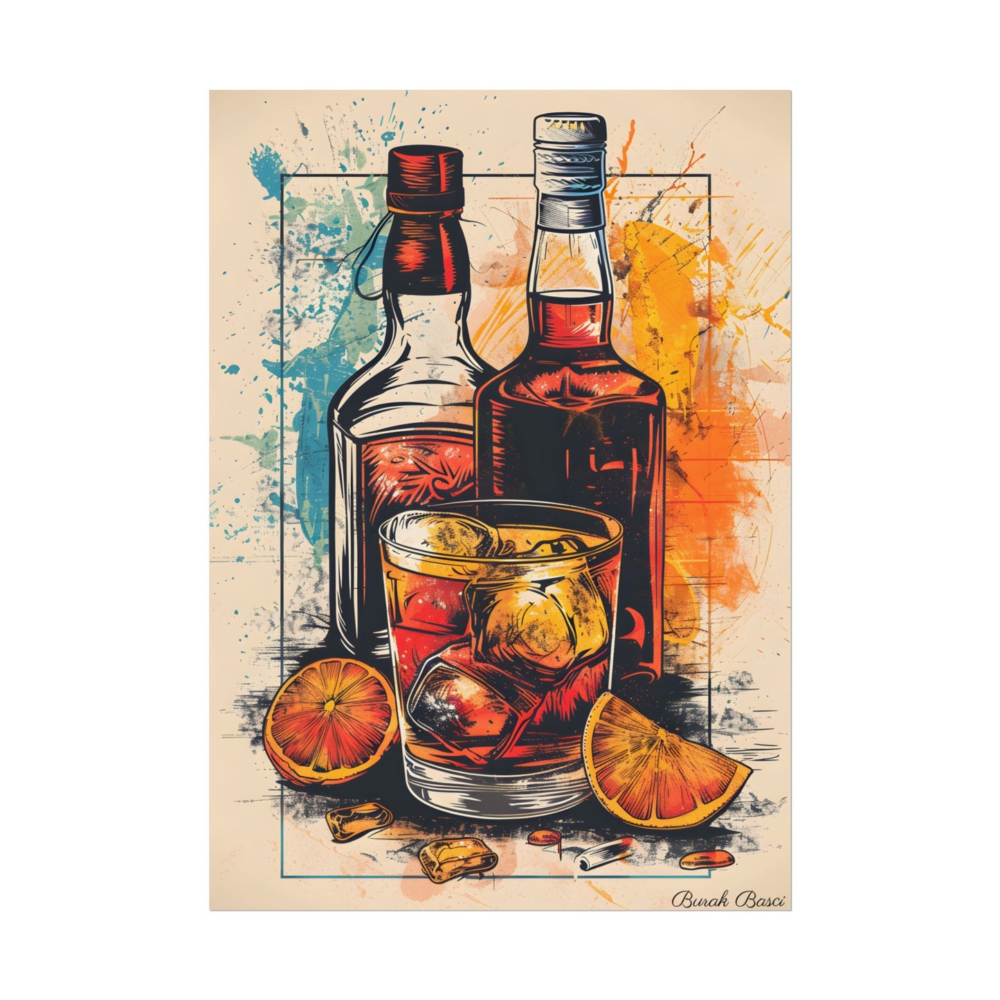 Vintage Cocktail Hour: Old-Fashioned Glass Art Poster - Poster