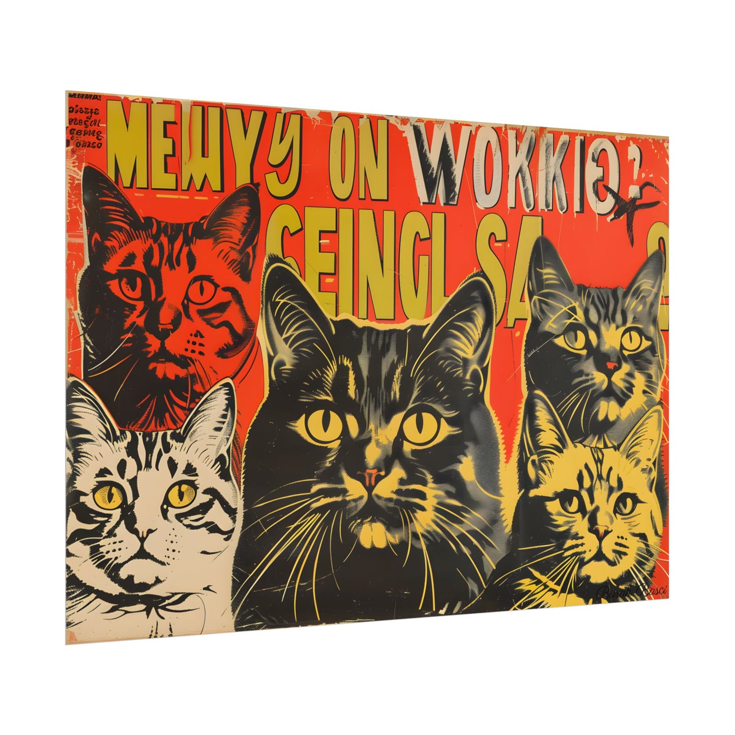 Whisked Away: A Soviet-Inspired Poster Featuring Multiple Feline Friends - Poster