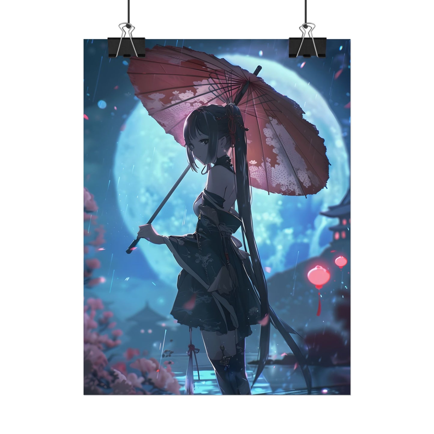 Anime Winter Girl: Gentle Snow Scene Art - Poster