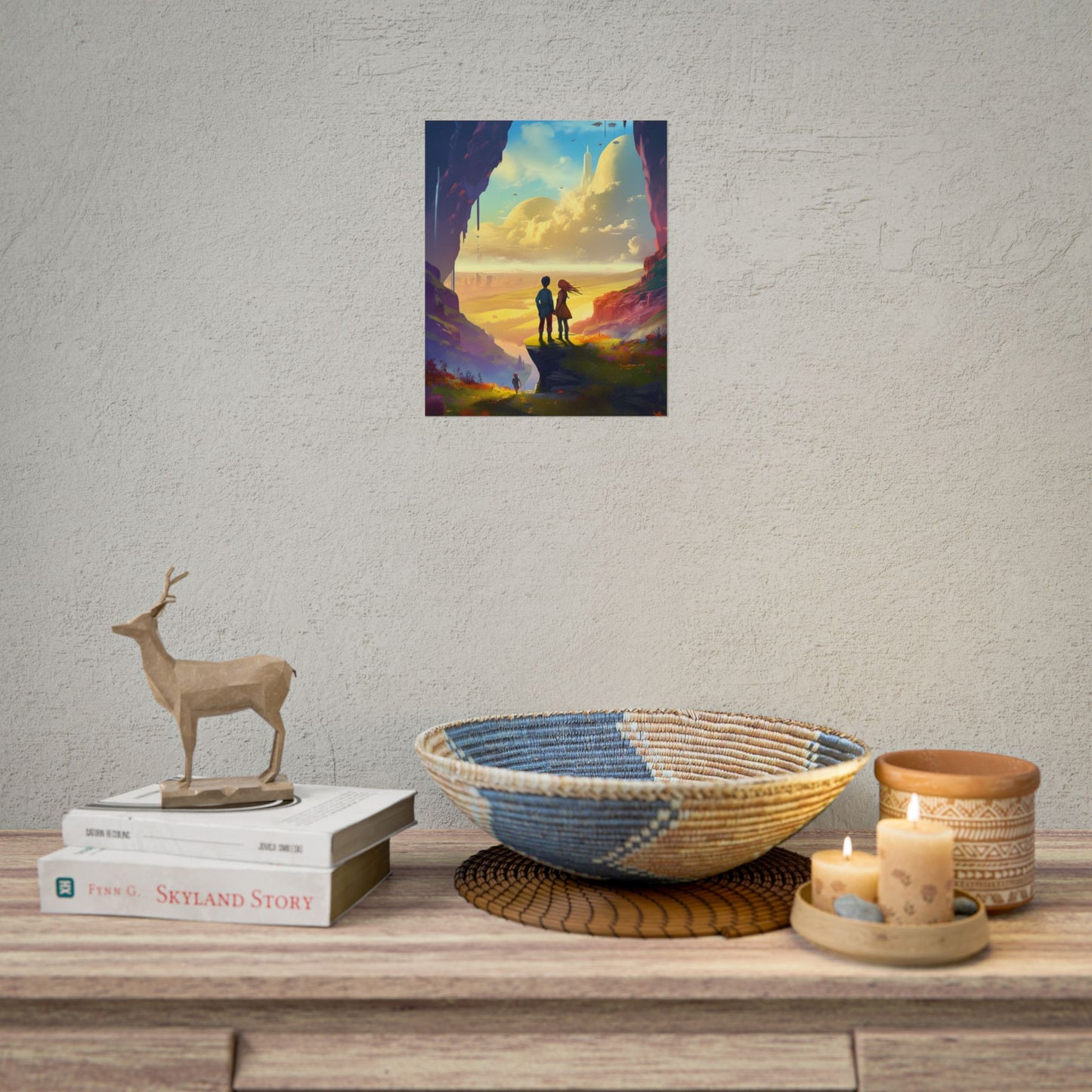 Nature's Friends: Girl and Boy on Meadow Hill - Poster